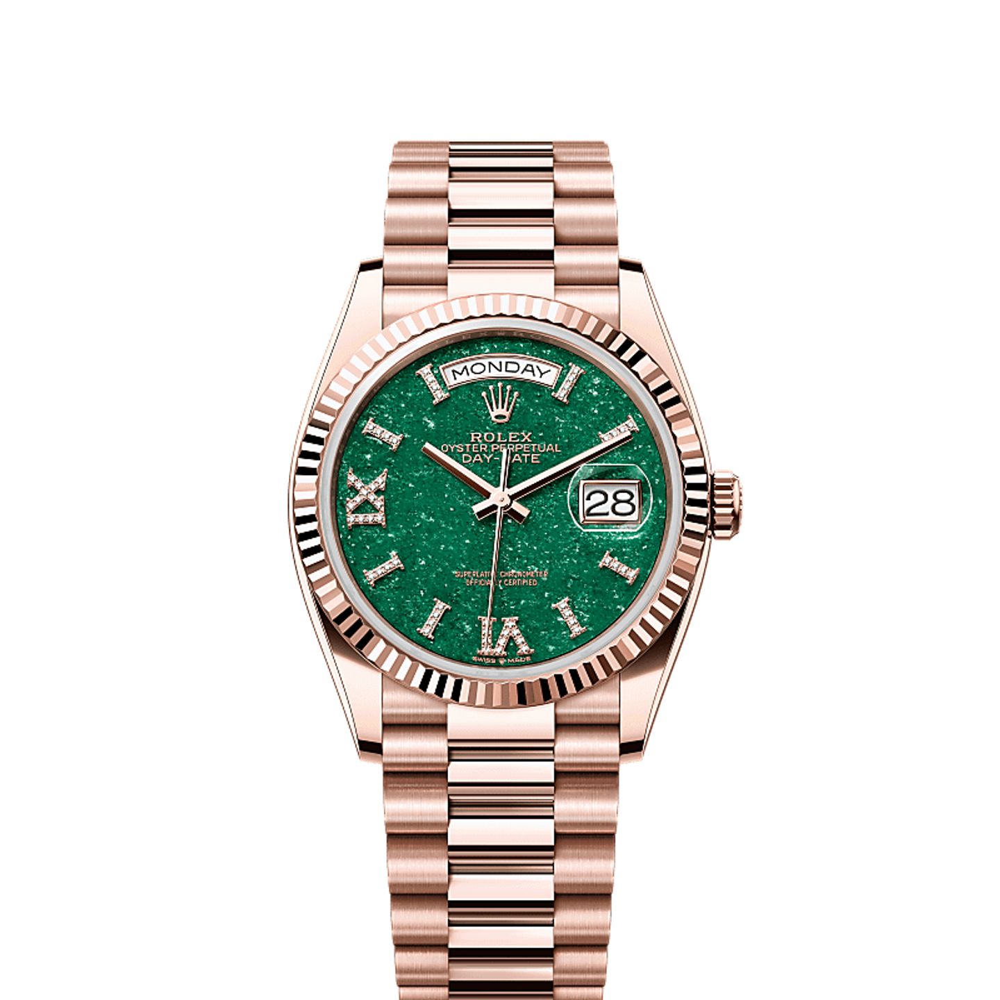 Rolex Day-Date 36 128235 (2025) - Groen wijzerplaat 36mm Roségoud (1/1)