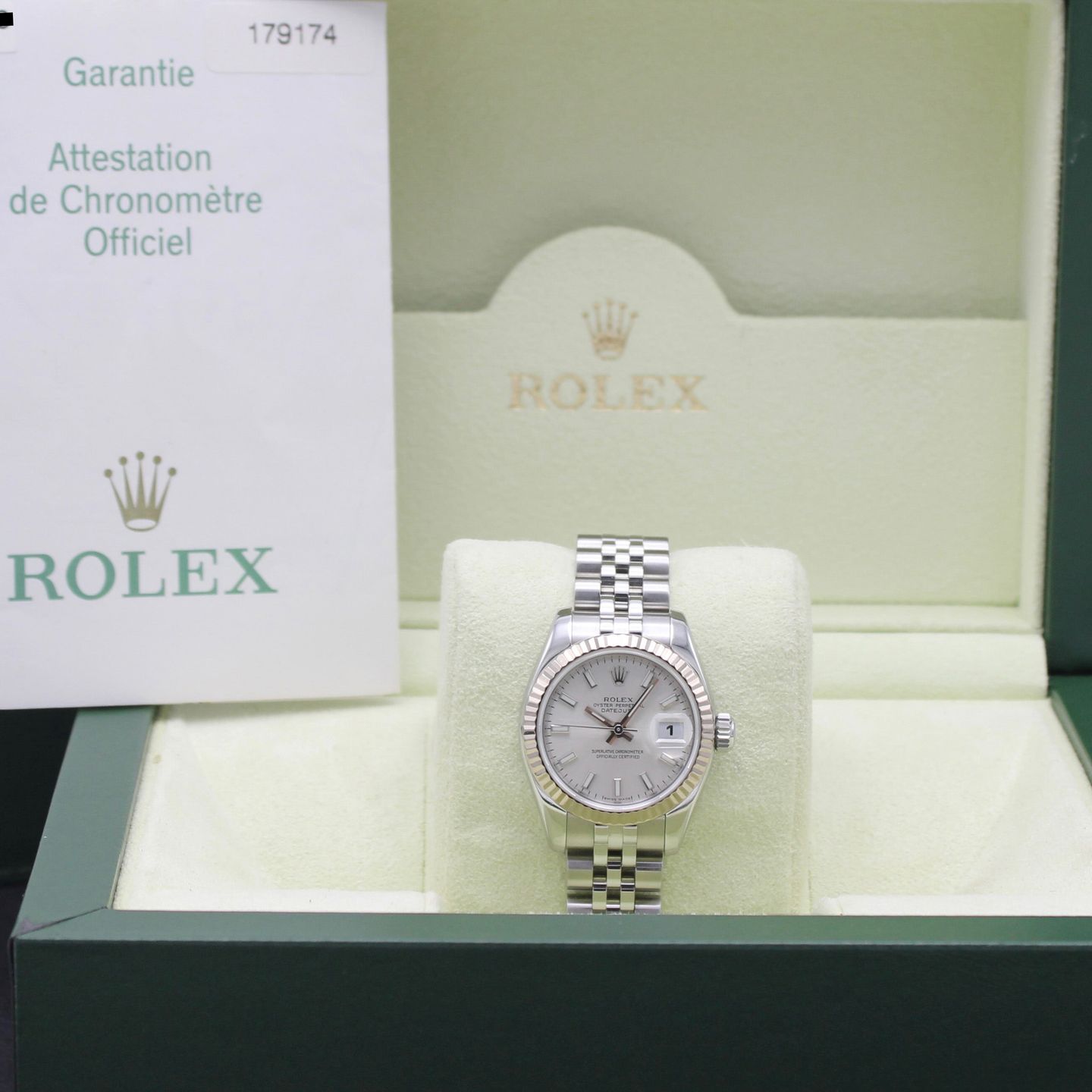 Rolex Lady-Datejust 179174 (2006) - Zilver wijzerplaat 26mm Staal (3/8)