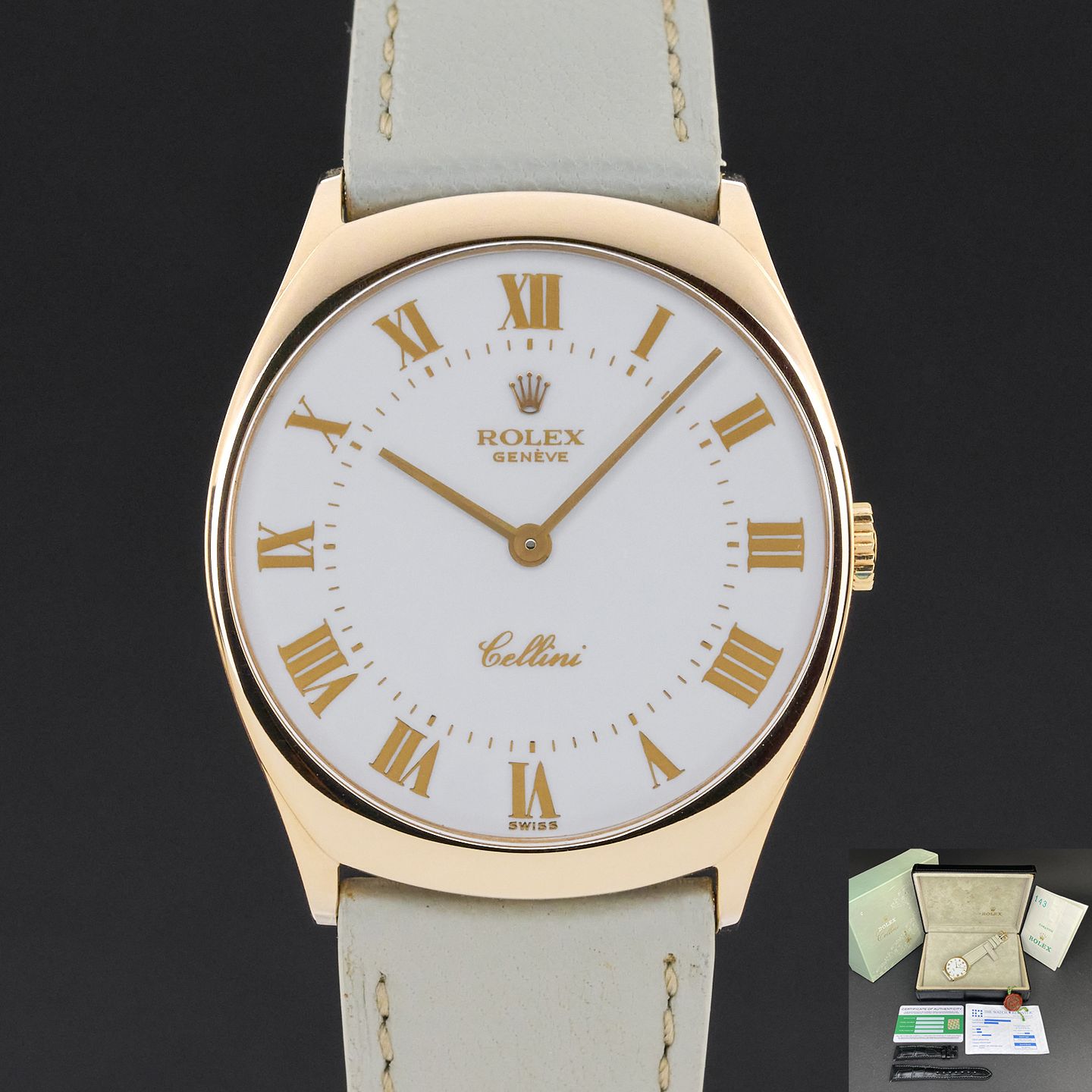 Rolex Cellini 4133 (1981) - Blue dial 31 mm Yellow Gold case (1/8)