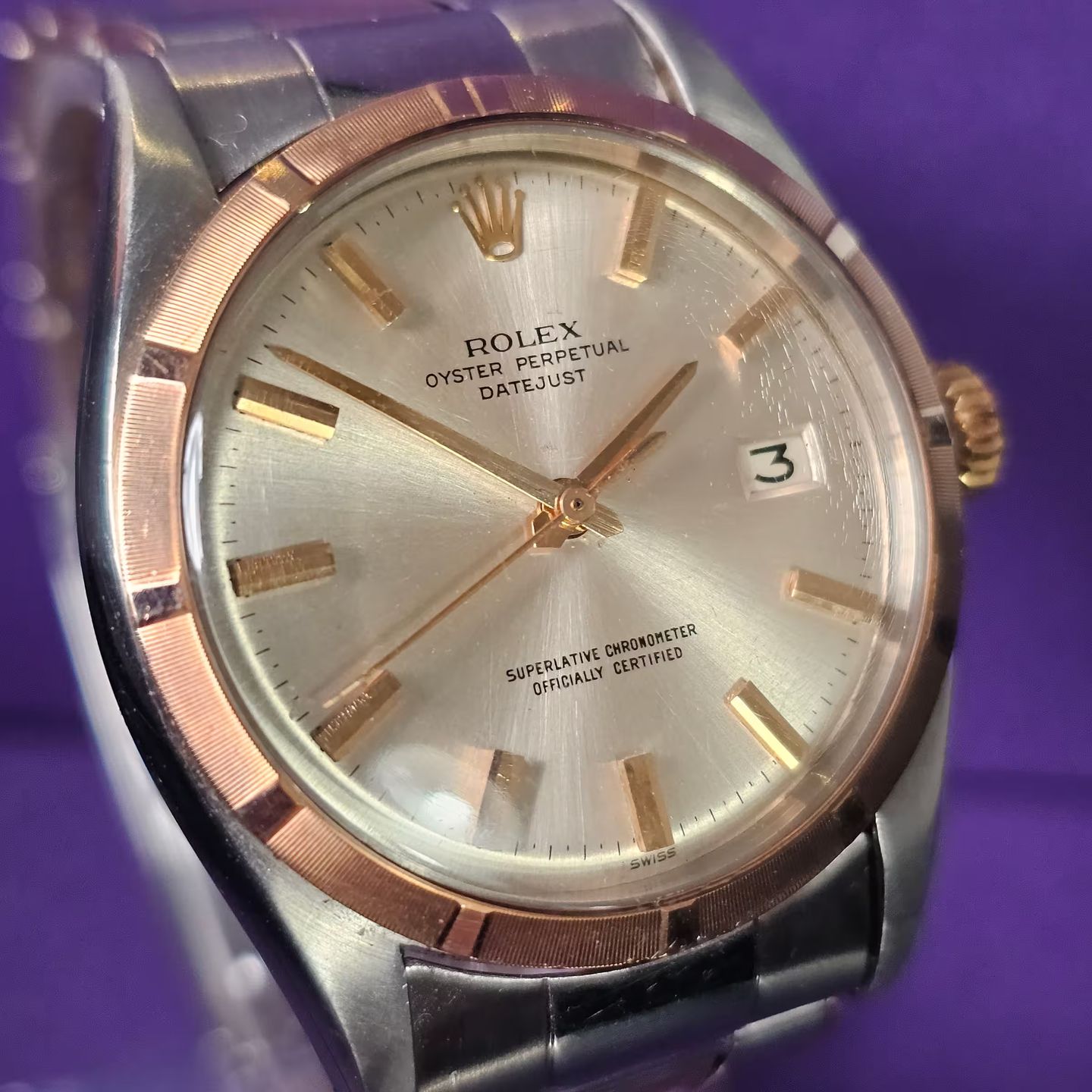 Rolex Datejust 6305 (1953) - Silver dial 36 mm Gold/Steel case (3/4)