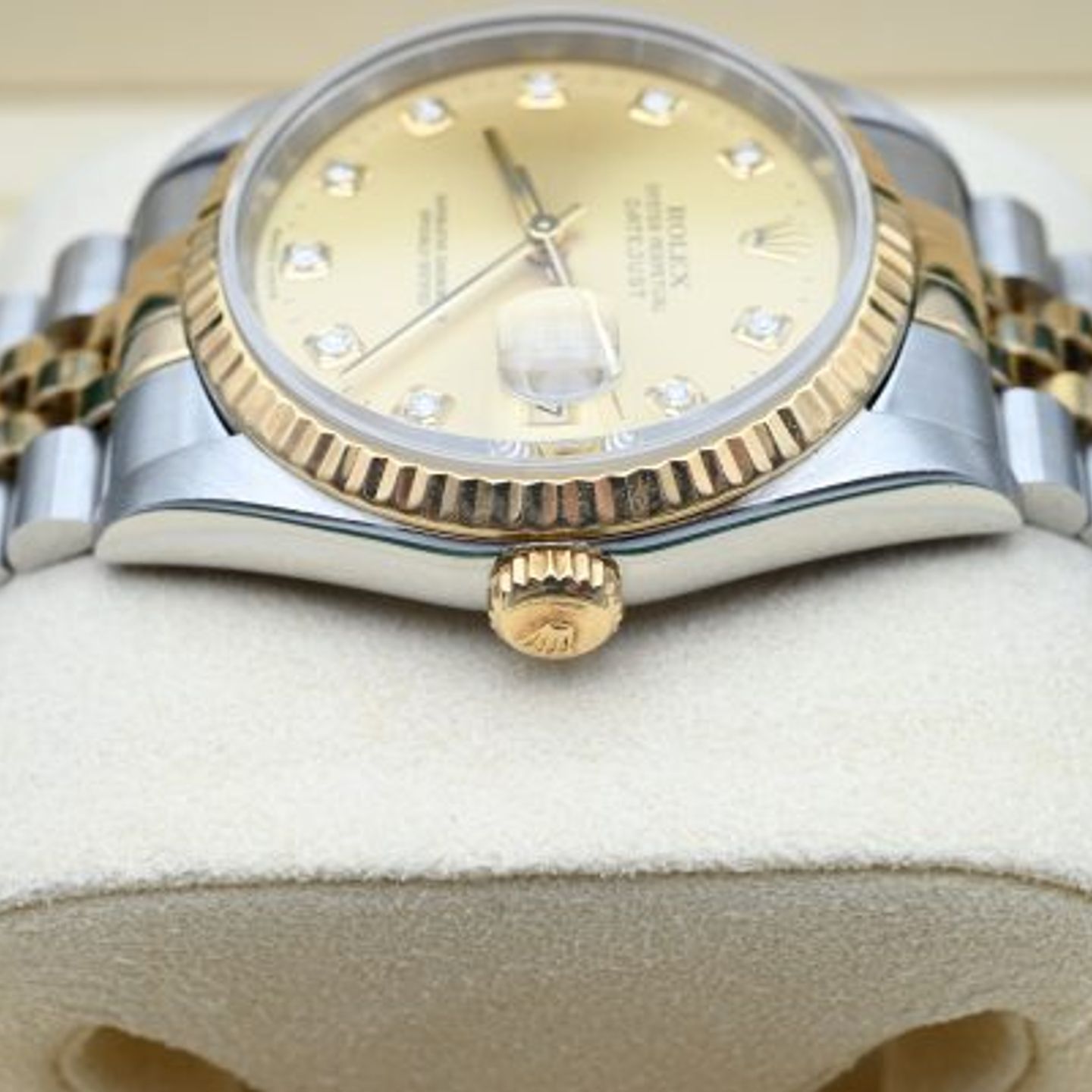 Rolex Datejust 36 16233 (1995) - Champagne dial 36 mm Gold/Steel case (5/8)