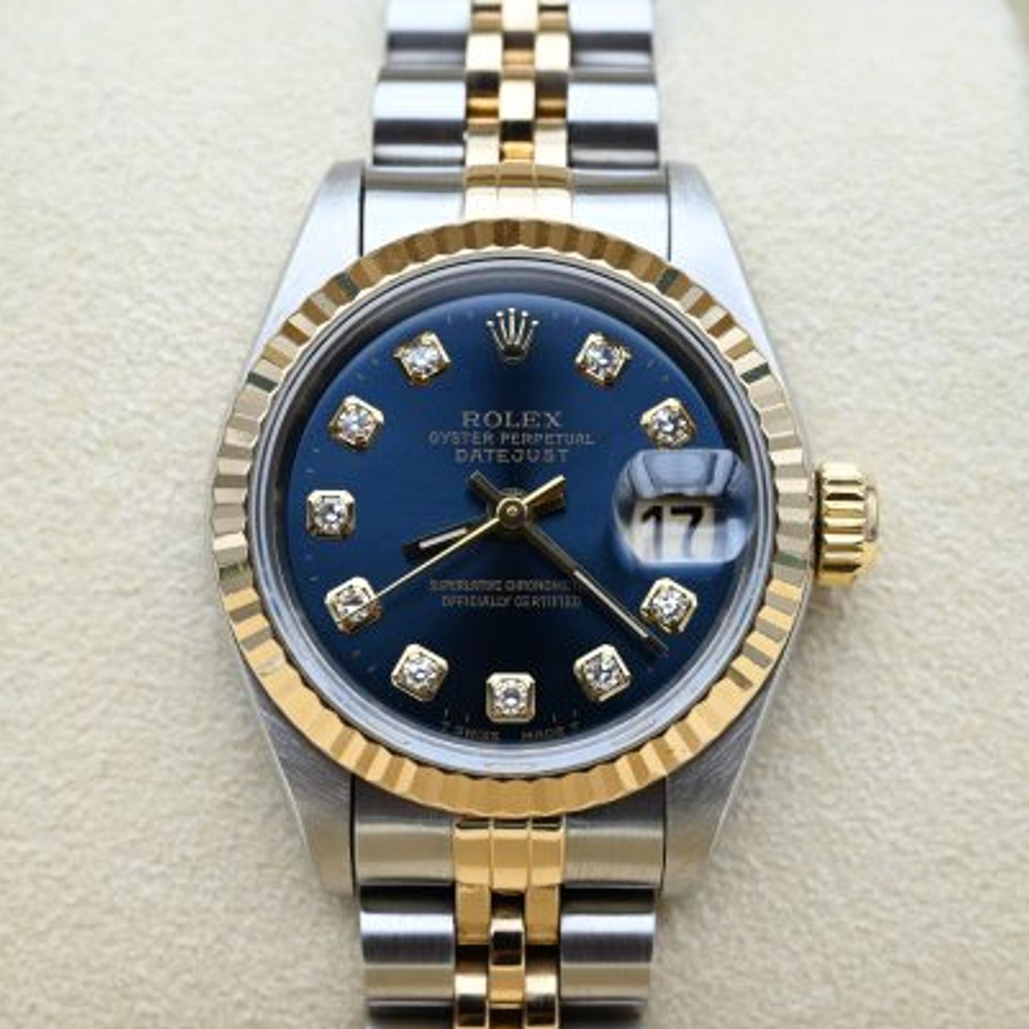Rolex Lady-Datejust 69173 (1995) - Blue dial 26 mm Gold/Steel case (3/8)