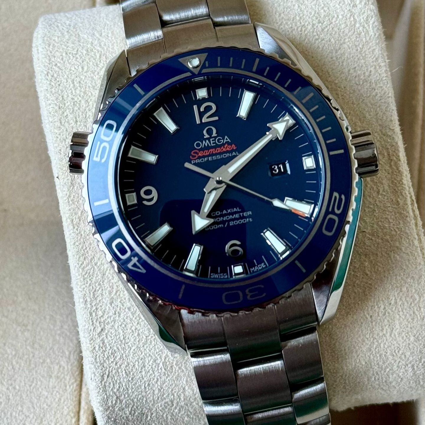 Omega Seamaster Planet Ocean 232.90.38.20.03.001 (Onbekend (willekeurig serienummer)) - Blauw wijzerplaat 38mm Titanium (1/7)