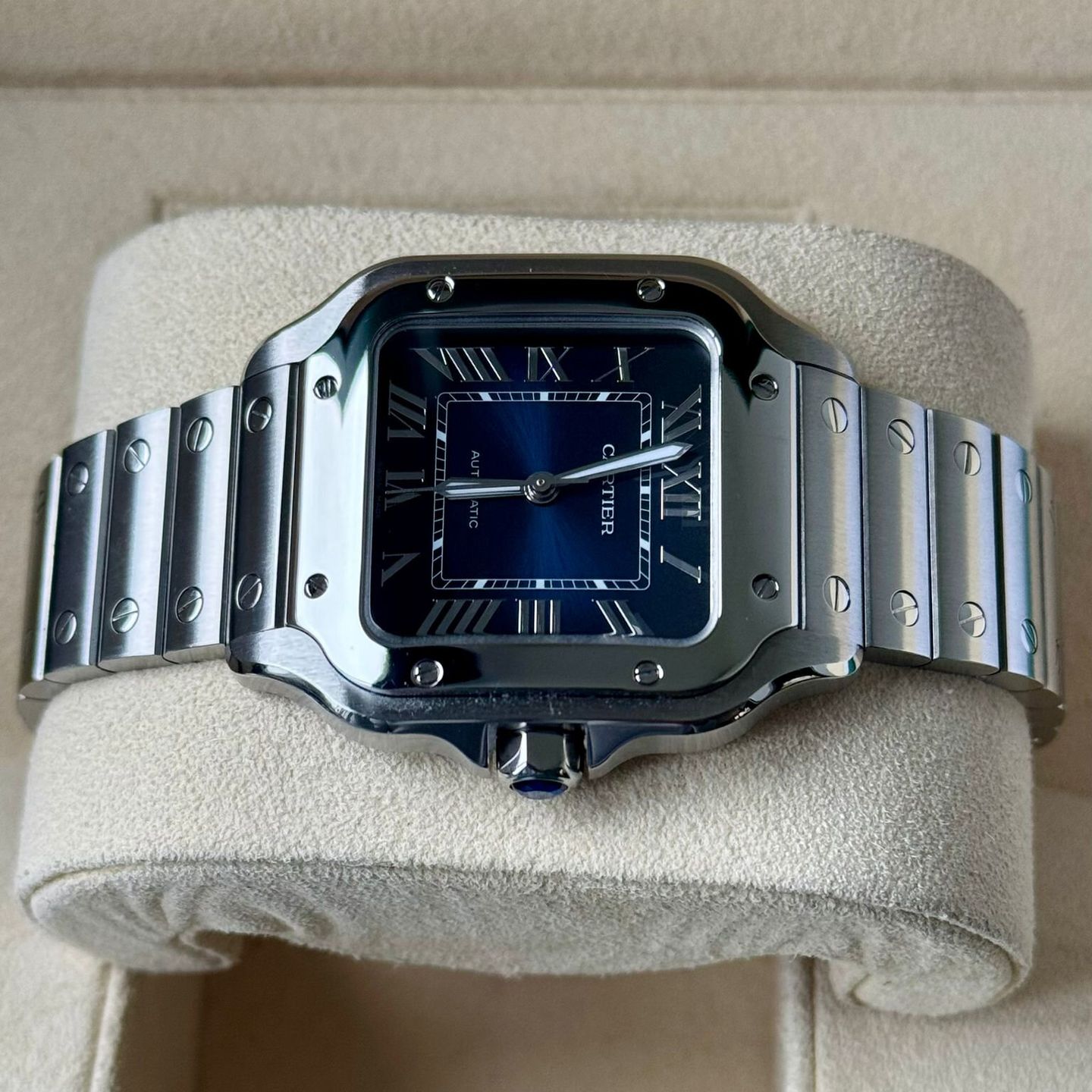 Cartier Santos WSSA0063 (2023) - Blue dial 35 mm Steel case (4/7)