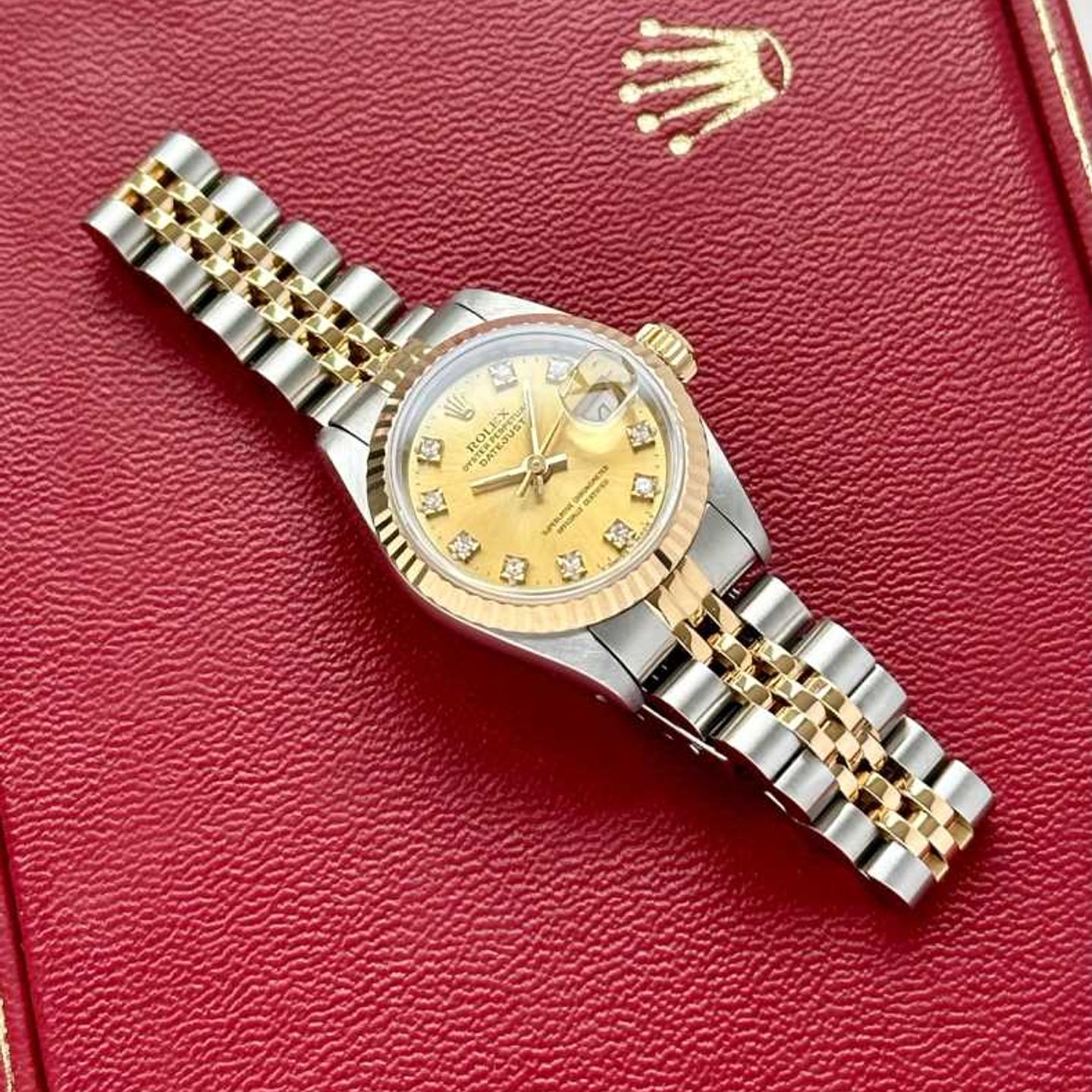 Rolex Lady-Datejust 69173 (1990) - Gold dial 26 mm Gold/Steel case (3/8)
