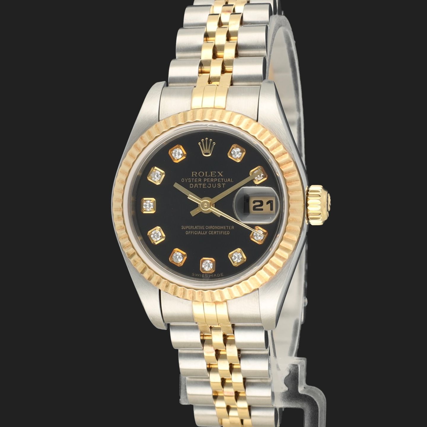 Rolex Lady-Datejust 79173 (2002) - Black dial 26 mm Gold/Steel case (1/8)