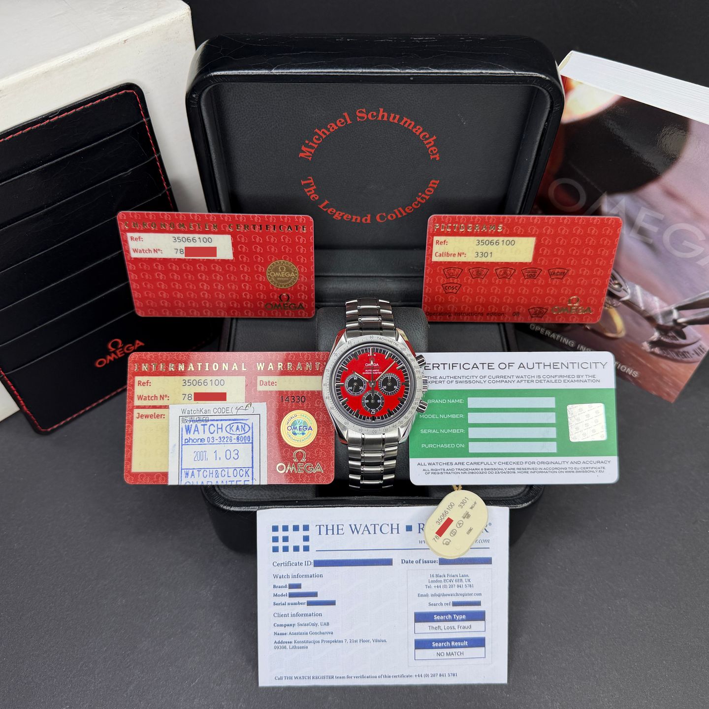 Omega Speedmaster 3506.61 (2007) - Red dial 42 mm Steel case (3/8)