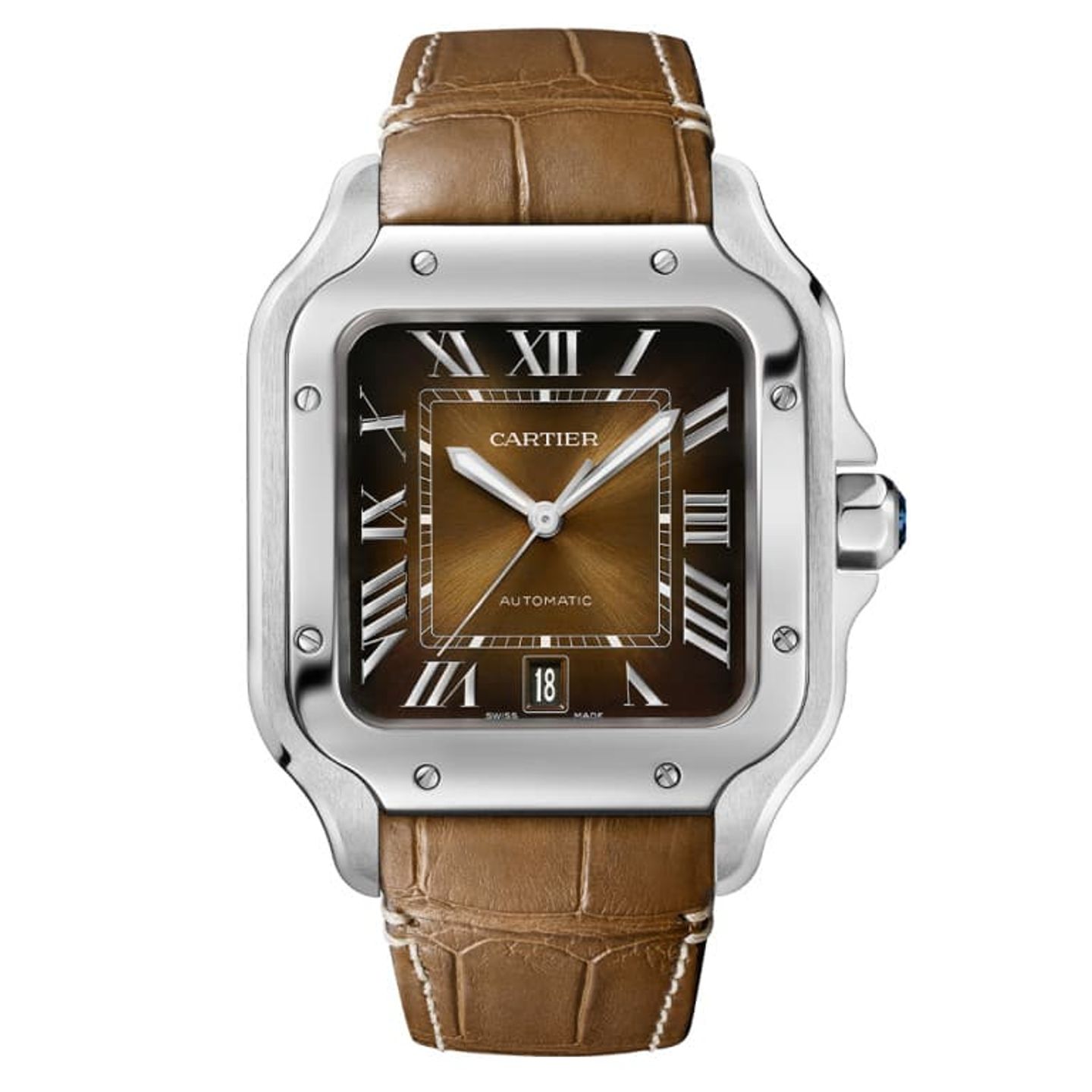 Cartier Santos WSSA0064 (2024) - Bruin wijzerplaat 40mm Staal (1/1)