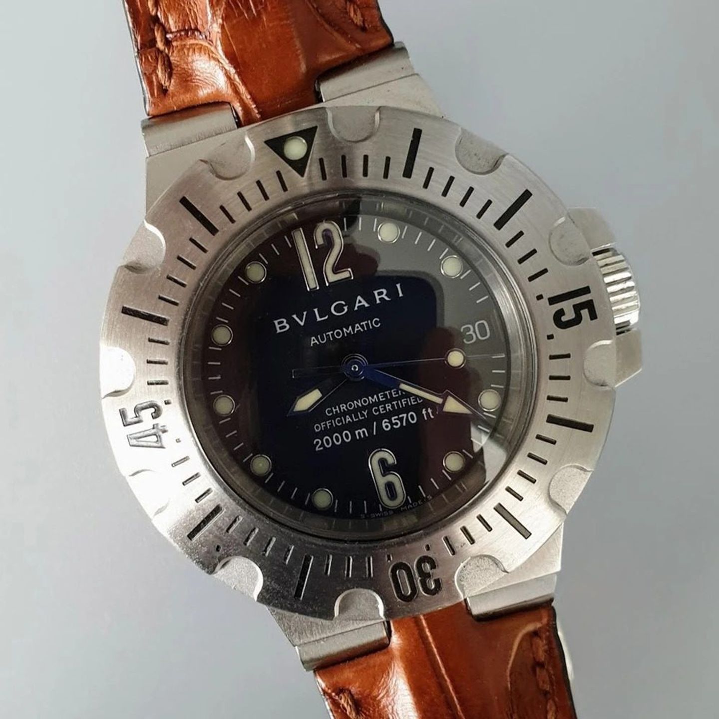 Bulgari Diagono SD42S (Unknown (random serial)) - Black dial 43 mm Steel case (1/8)