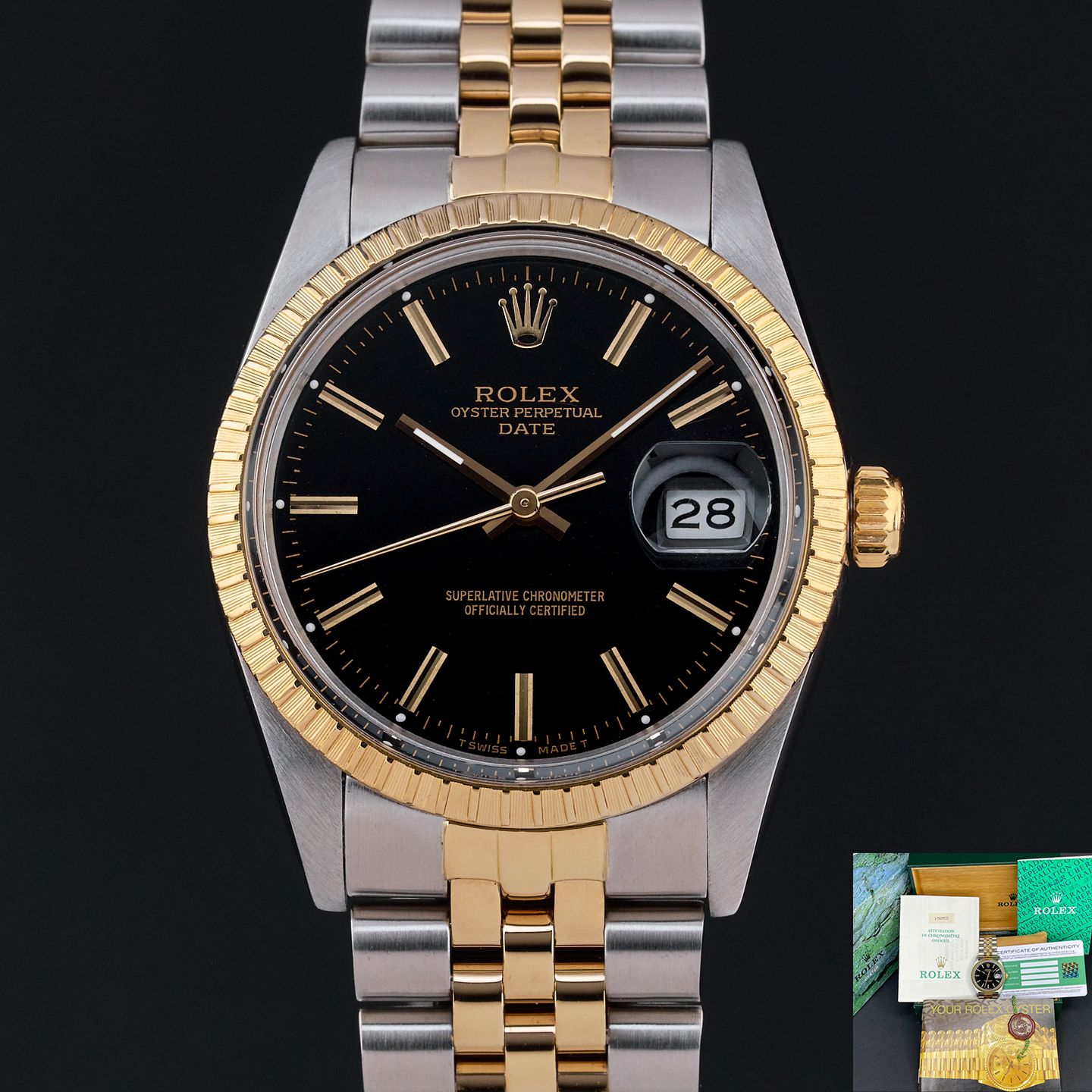 Rolex Oyster Perpetual Date 15053 (1988) - 34 mm Gold/Steel case (1/8)