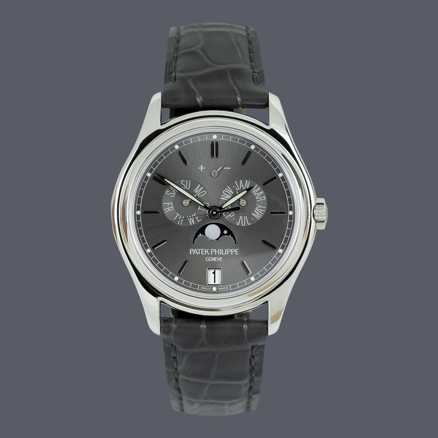 Patek Philippe Annual Calendar 5146P-001 (2010) - Grijs wijzerplaat 39mm Platina (1/1)