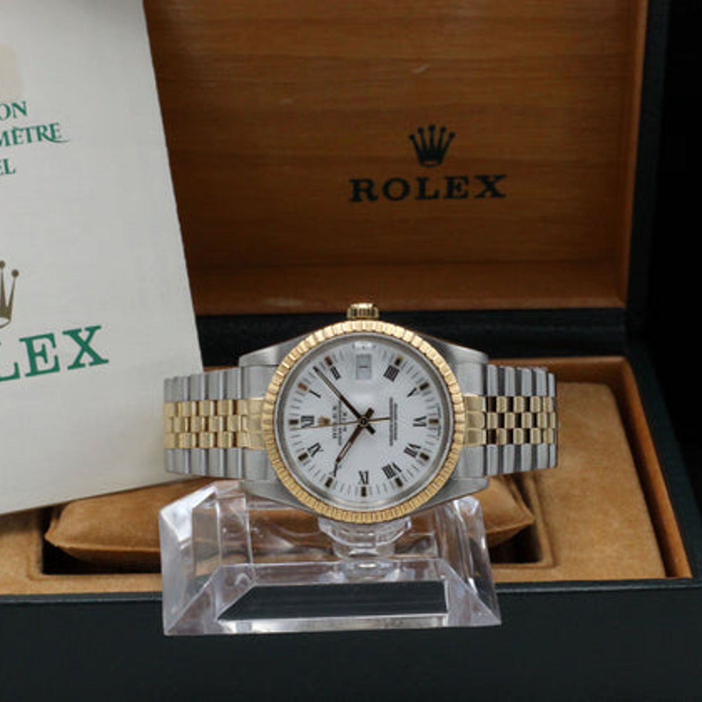Rolex Oyster Perpetual Date 15053 (1989) - Wit wijzerplaat 34mm Goud/Staal (3/7)