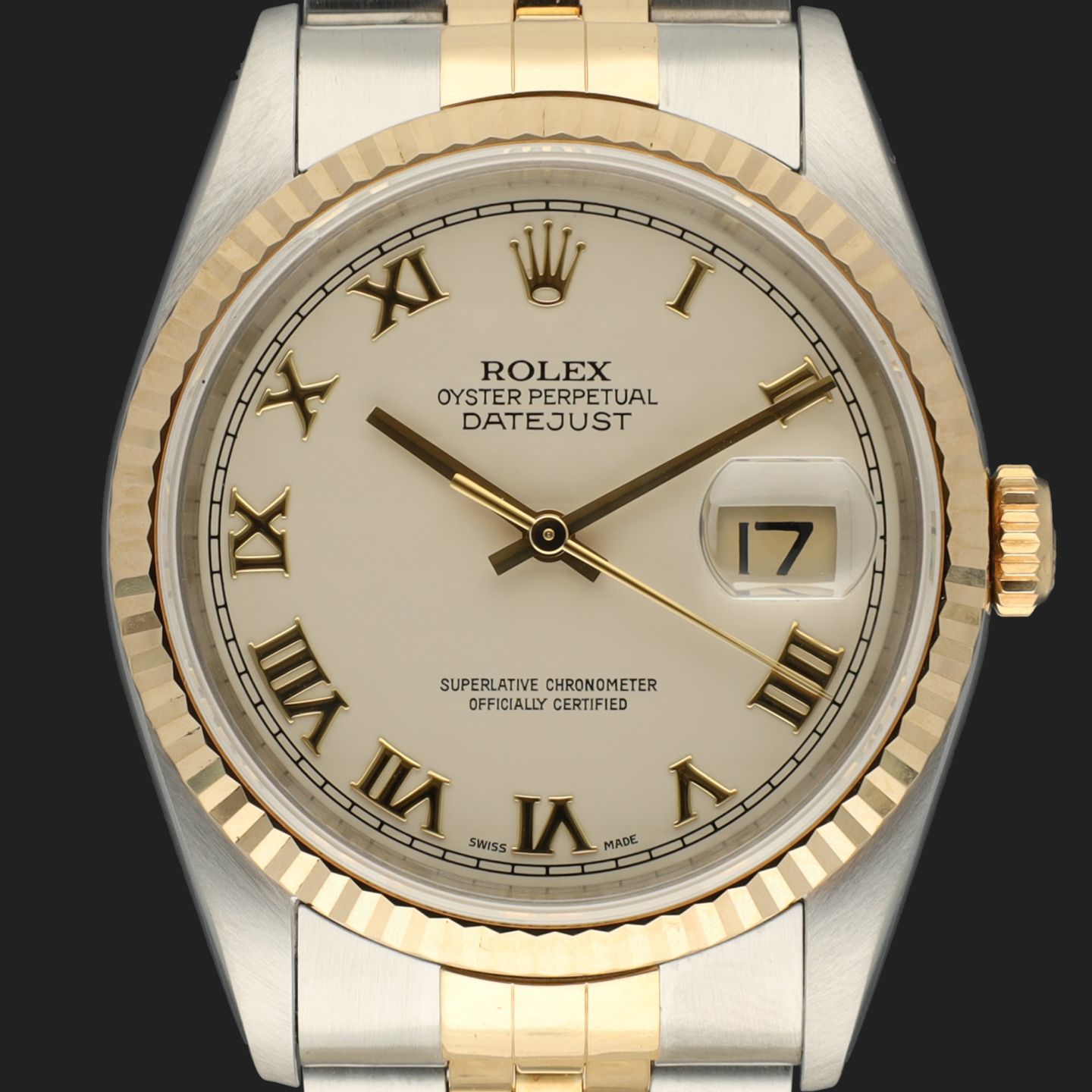Rolex Datejust 36 16233 (1996) - Beige wijzerplaat 36mm Goud/Staal (2/8)