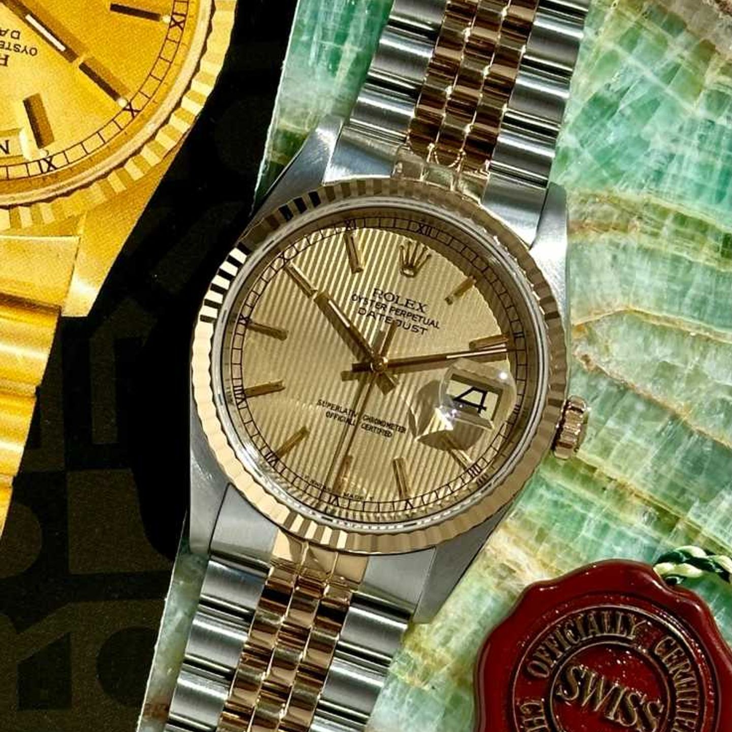 Rolex Datejust 36 16233 (1988) - Gold dial 36 mm Gold/Steel case (1/8)