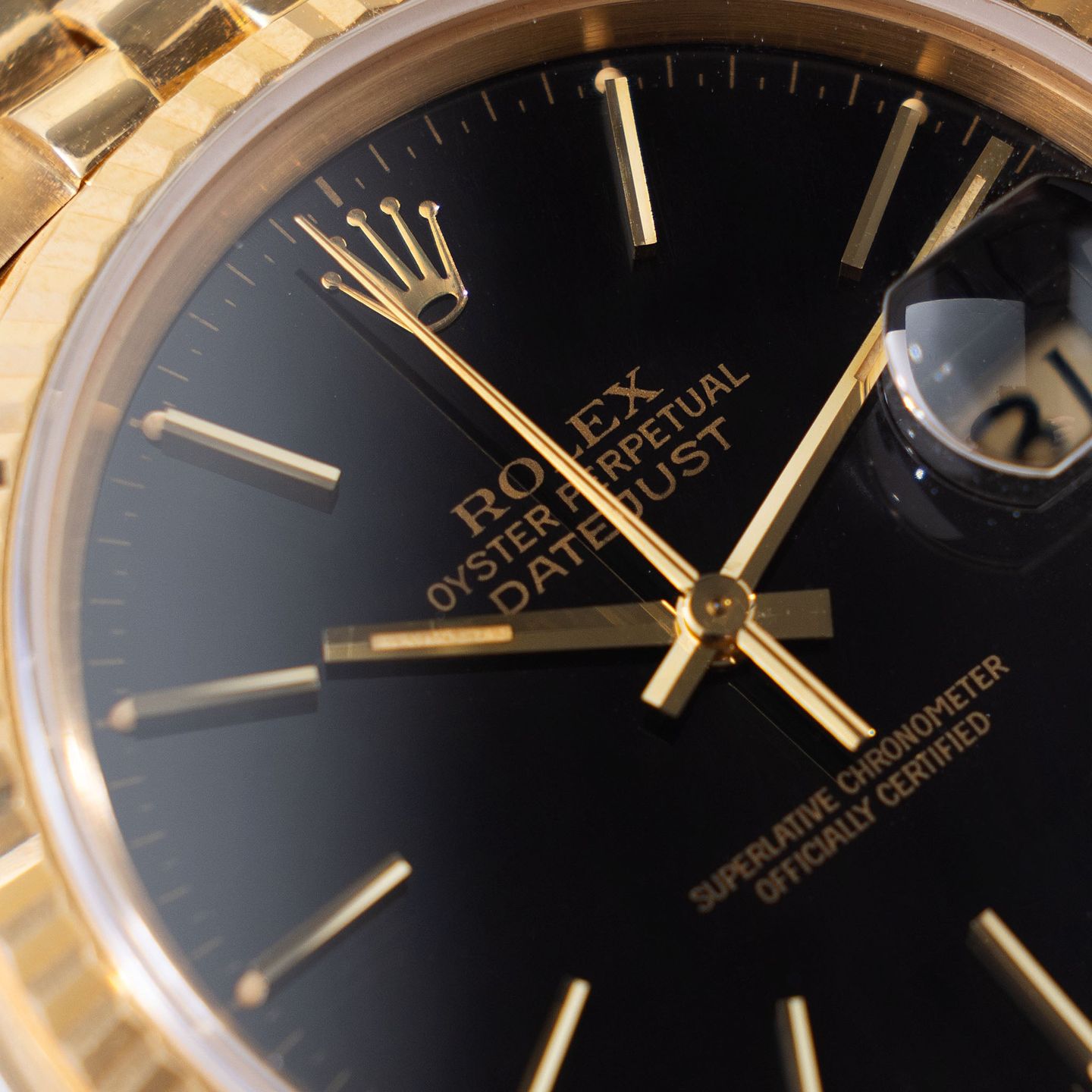 Rolex Datejust 36 16018 (1981) - Black dial 36 mm Yellow Gold case (6/8)