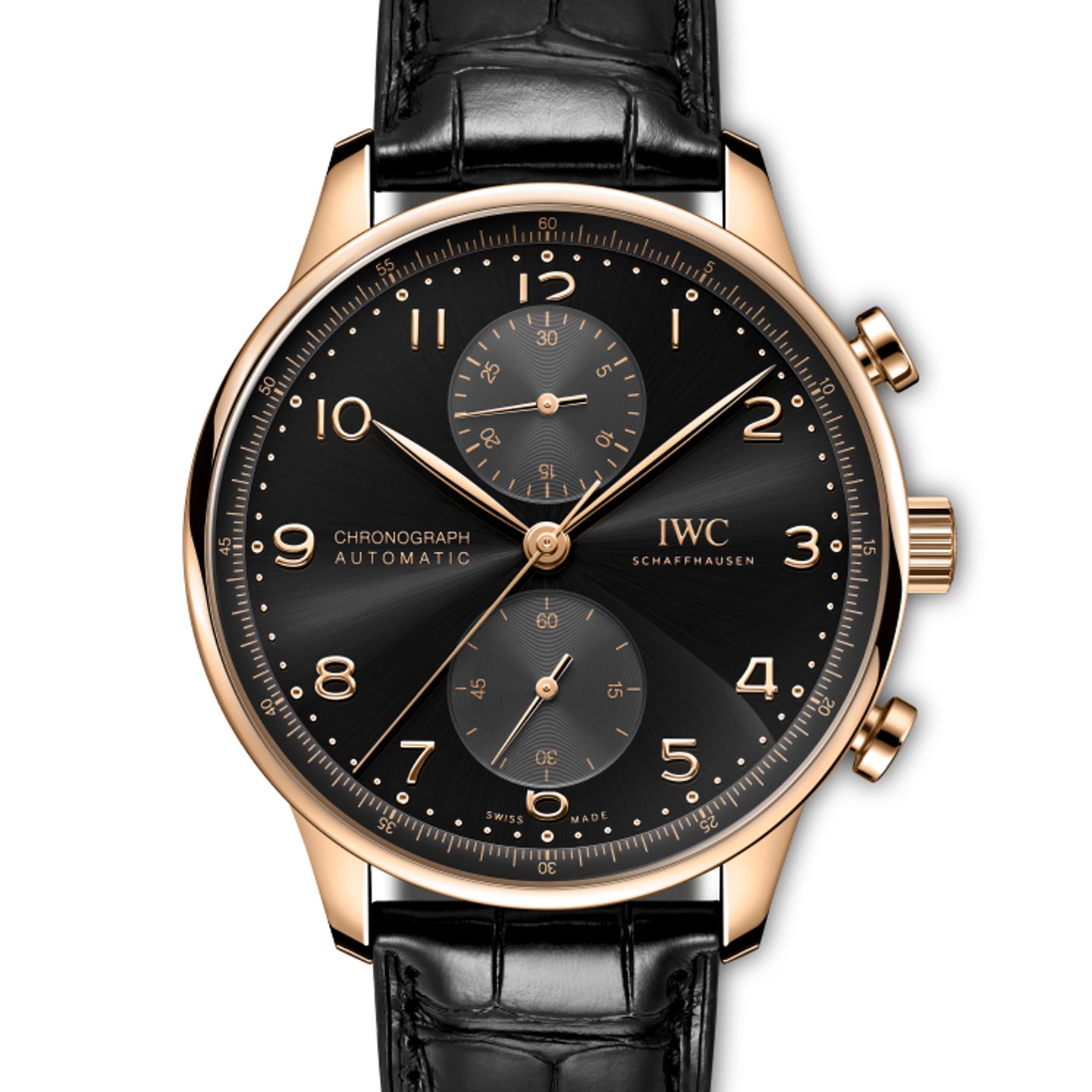 IWC Portuguese Chronograph IW371625 (2024) - Zwart wijzerplaat 41mm Roségoud (1/1)