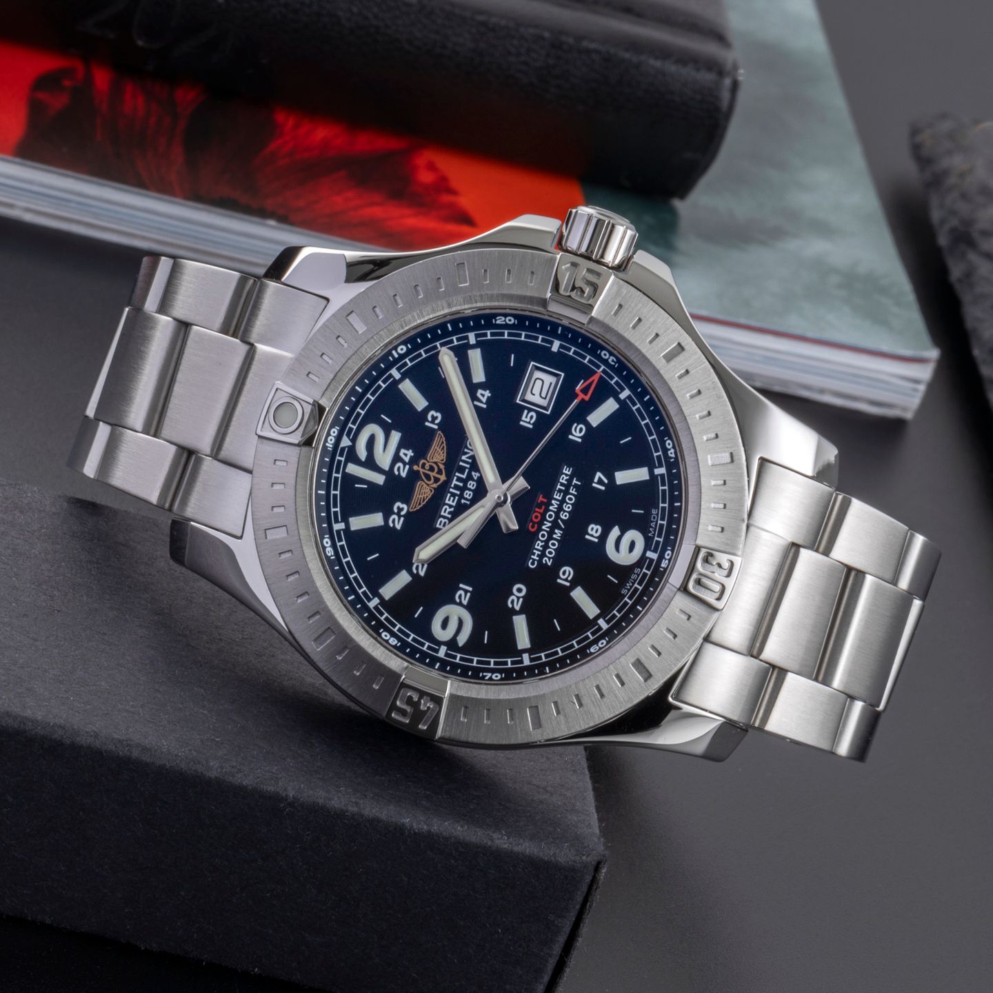 Breitling Colt Quartz A7438811/BD45 (Unknown (random serial)) - Black dial 44 mm Steel case (2/8)