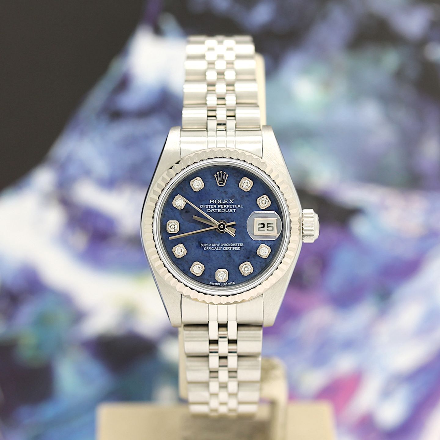 Rolex Lady-Datejust 79174 (2003) - Blue dial 26 mm Steel case (3/8)