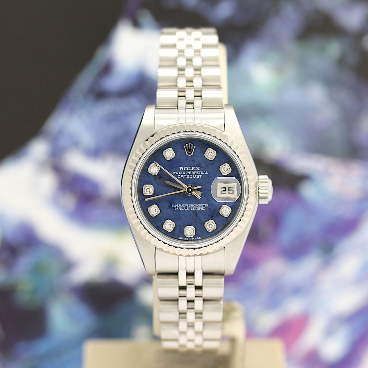 Rolex Lady-Datejust 79174 (2003) - Blue dial 26 mm Steel case (4/8)