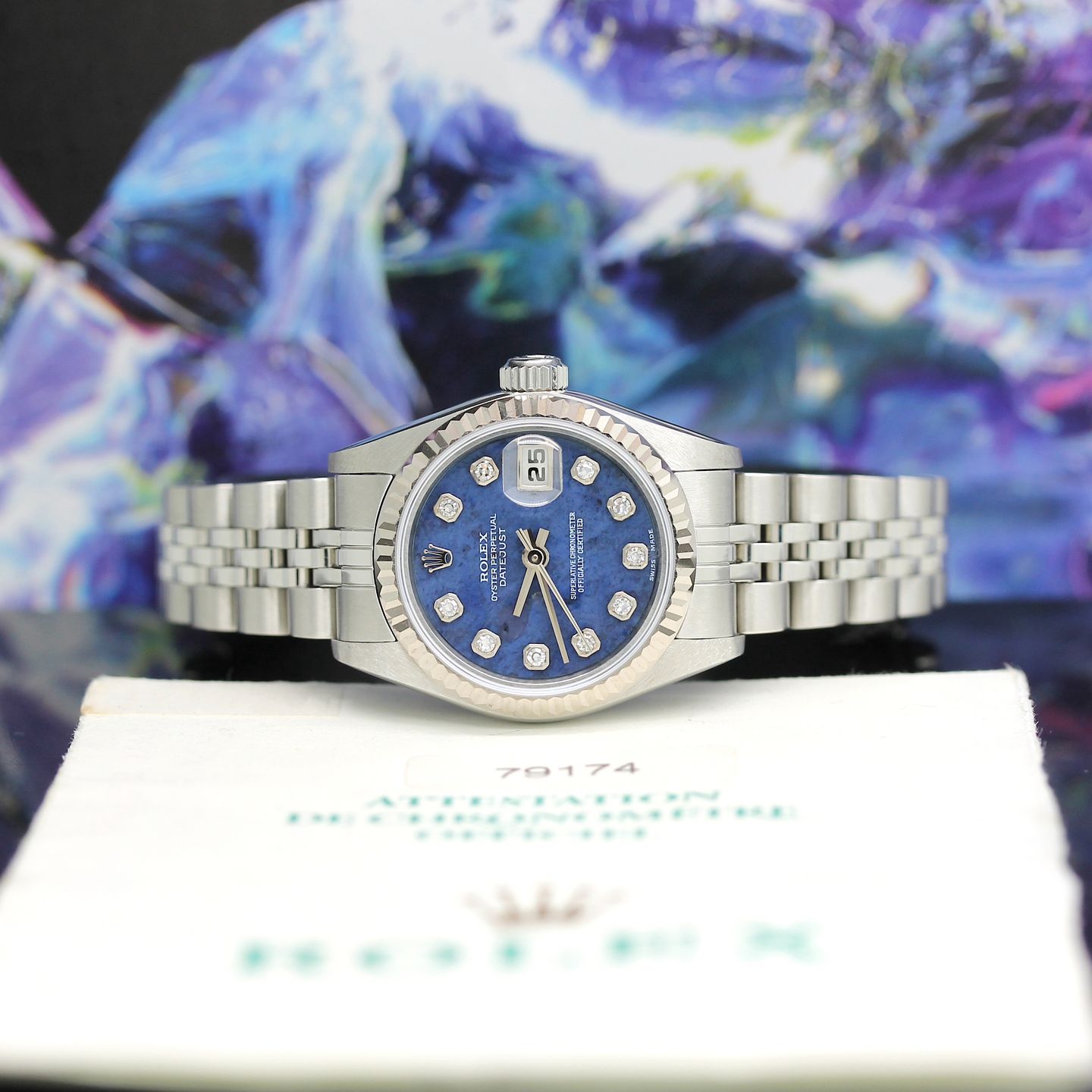 Rolex Lady-Datejust 79174 (2003) - Blue dial 26 mm Steel case (2/8)