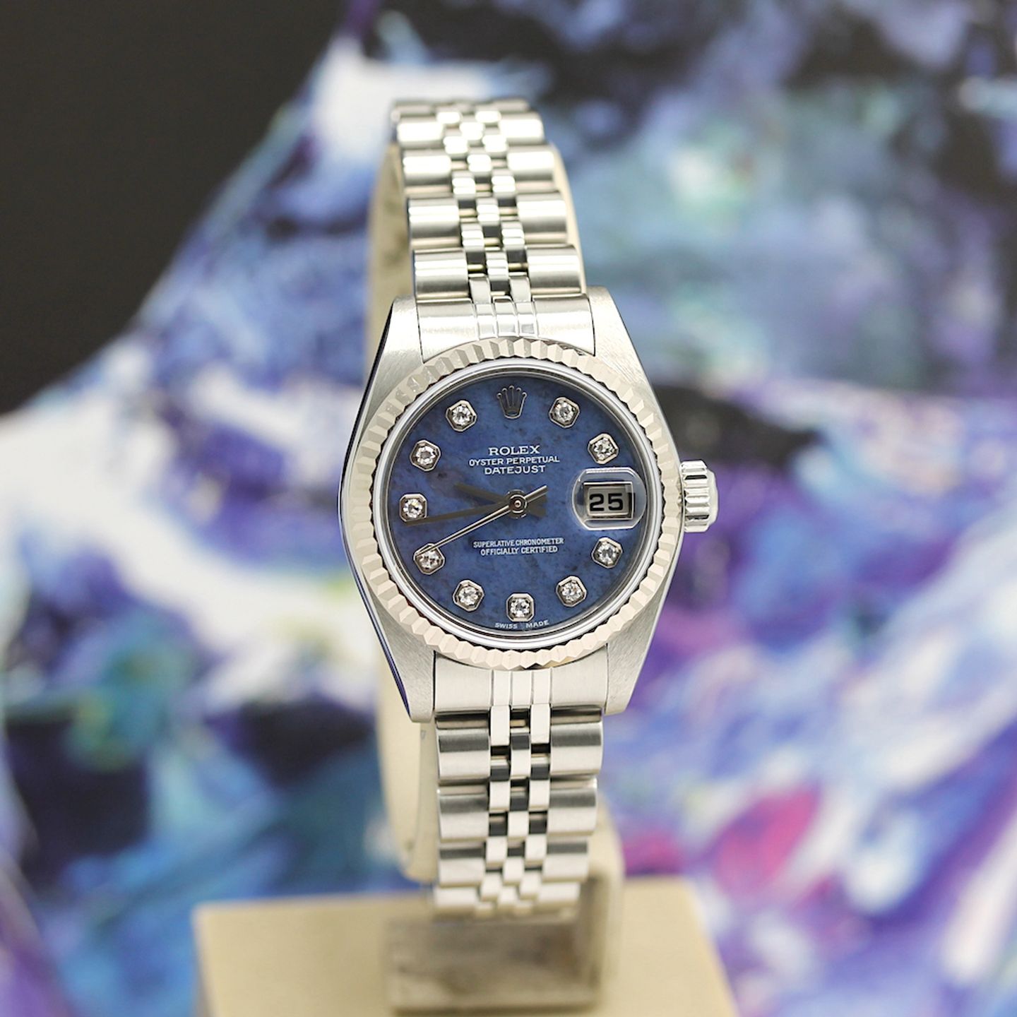 Rolex Lady-Datejust 79174 (2003) - Blue dial 26 mm Steel case (6/8)