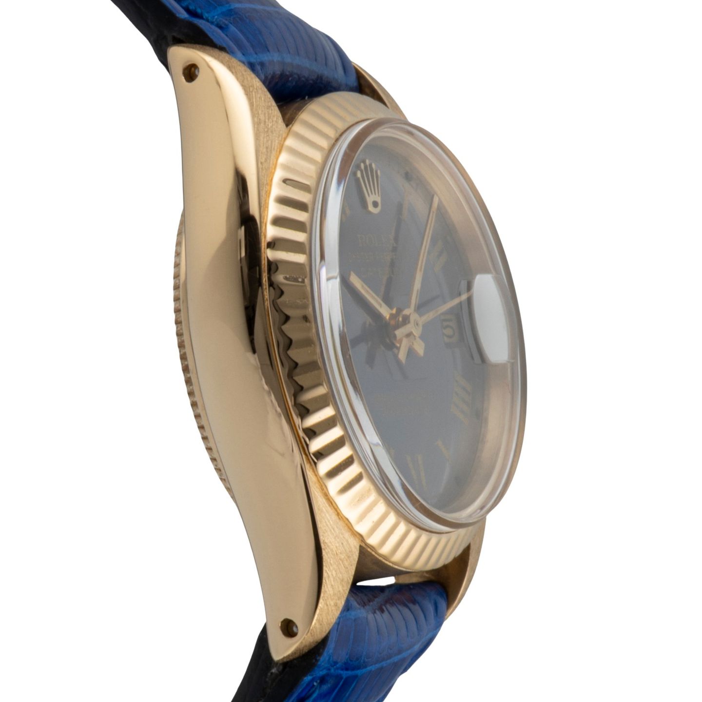 Rolex Lady-Datejust 6917 (1975) - Blue dial 26 mm Yellow Gold case (7/8)