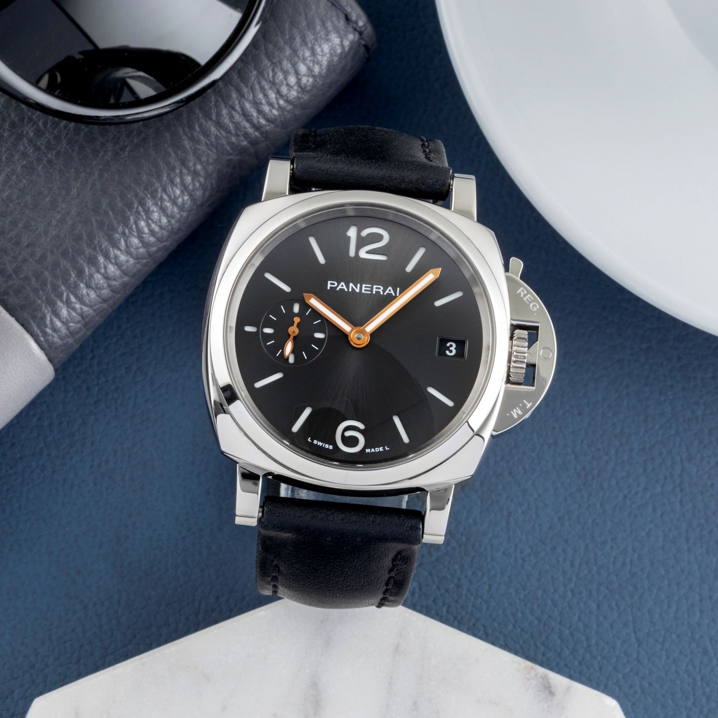 Panerai Luminor Due PAM01247 (Unknown (random serial)) - Grey dial 38 mm Steel case (1/8)