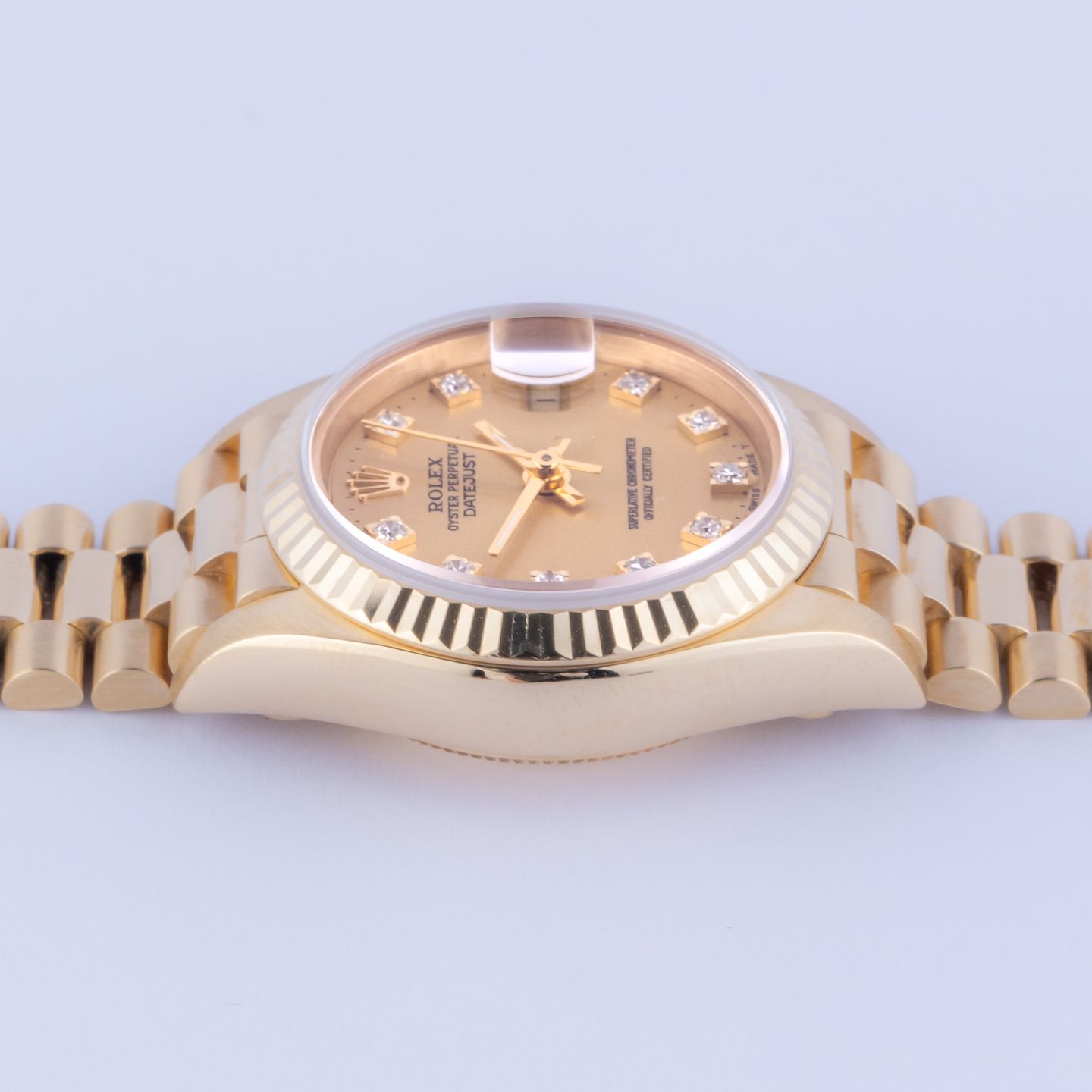 Rolex Lady-Datejust 69178 (1987) - Champagne dial 26 mm Yellow Gold case (6/8)
