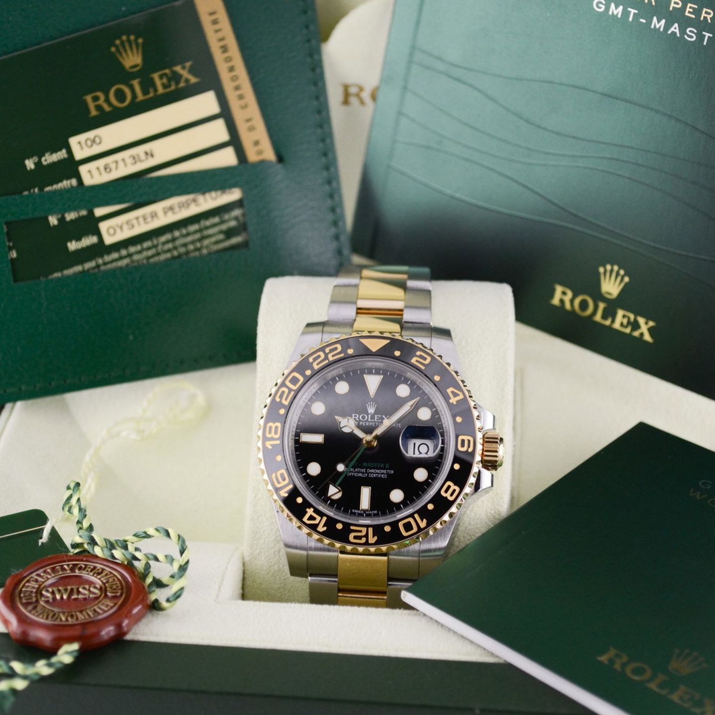 Rolex GMT-Master II 116713LN (2013) - Zwart wijzerplaat 40mm Goud/Staal (7/7)
