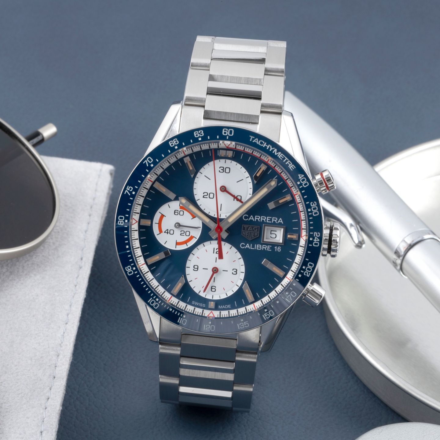 TAG Heuer Carrera Calibre 16 CV201AR.BA0715 (Unknown (random serial)) - Blue dial 41 mm Steel case (1/8)