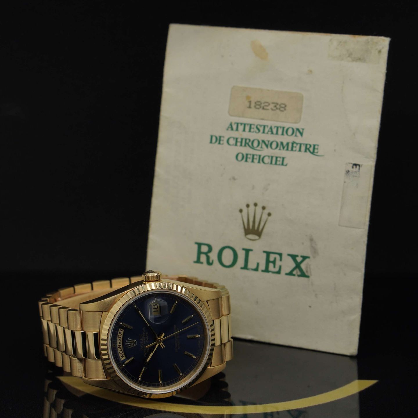 Rolex Day-Date 36 18238 (1990) - Blue dial 36 mm Yellow Gold case (5/7)