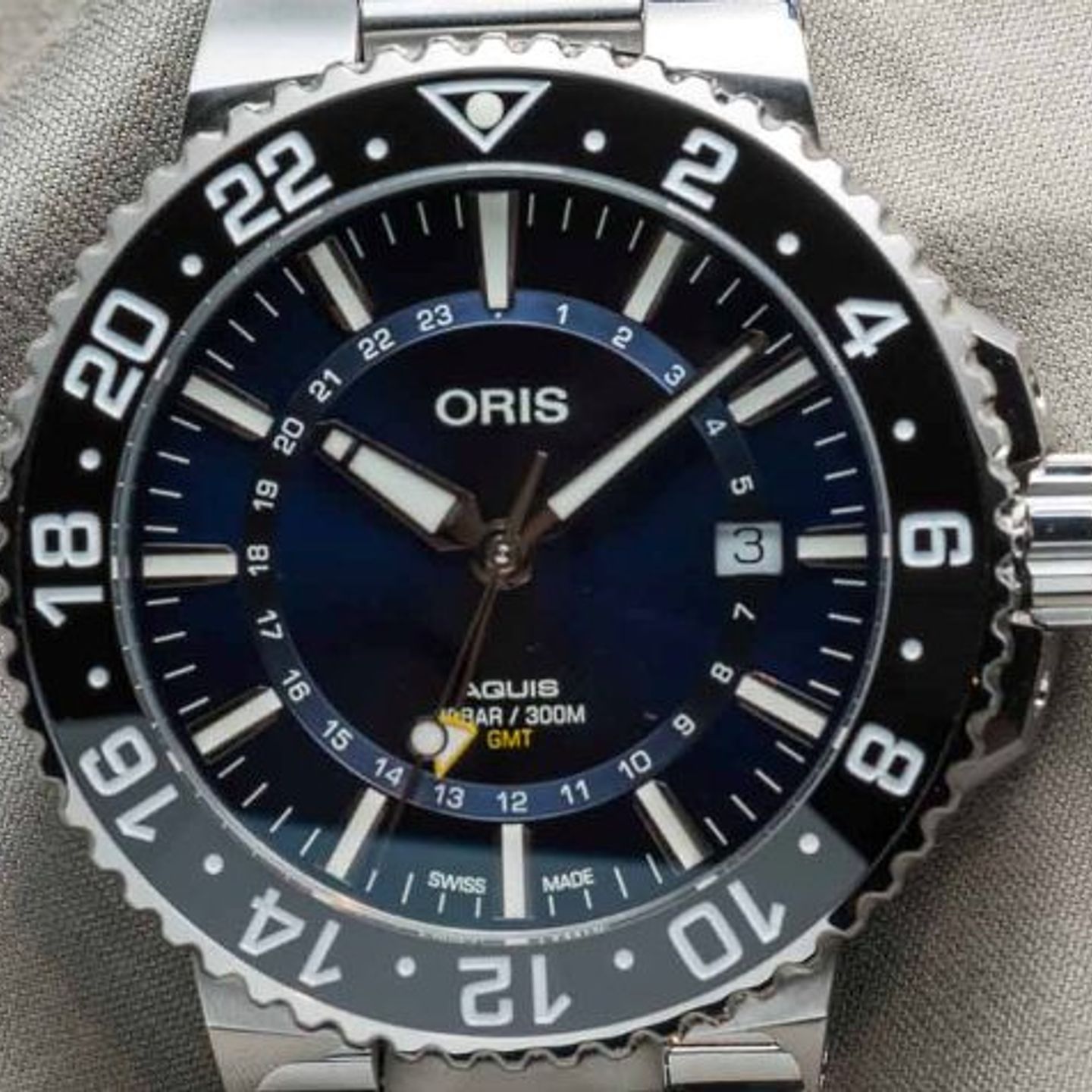 Oris Aquis GMT Date 01 798 7754 4135-07 8 24 05PEB (Unknown (random serial)) - Blue dial 44 mm Steel case (1/1)