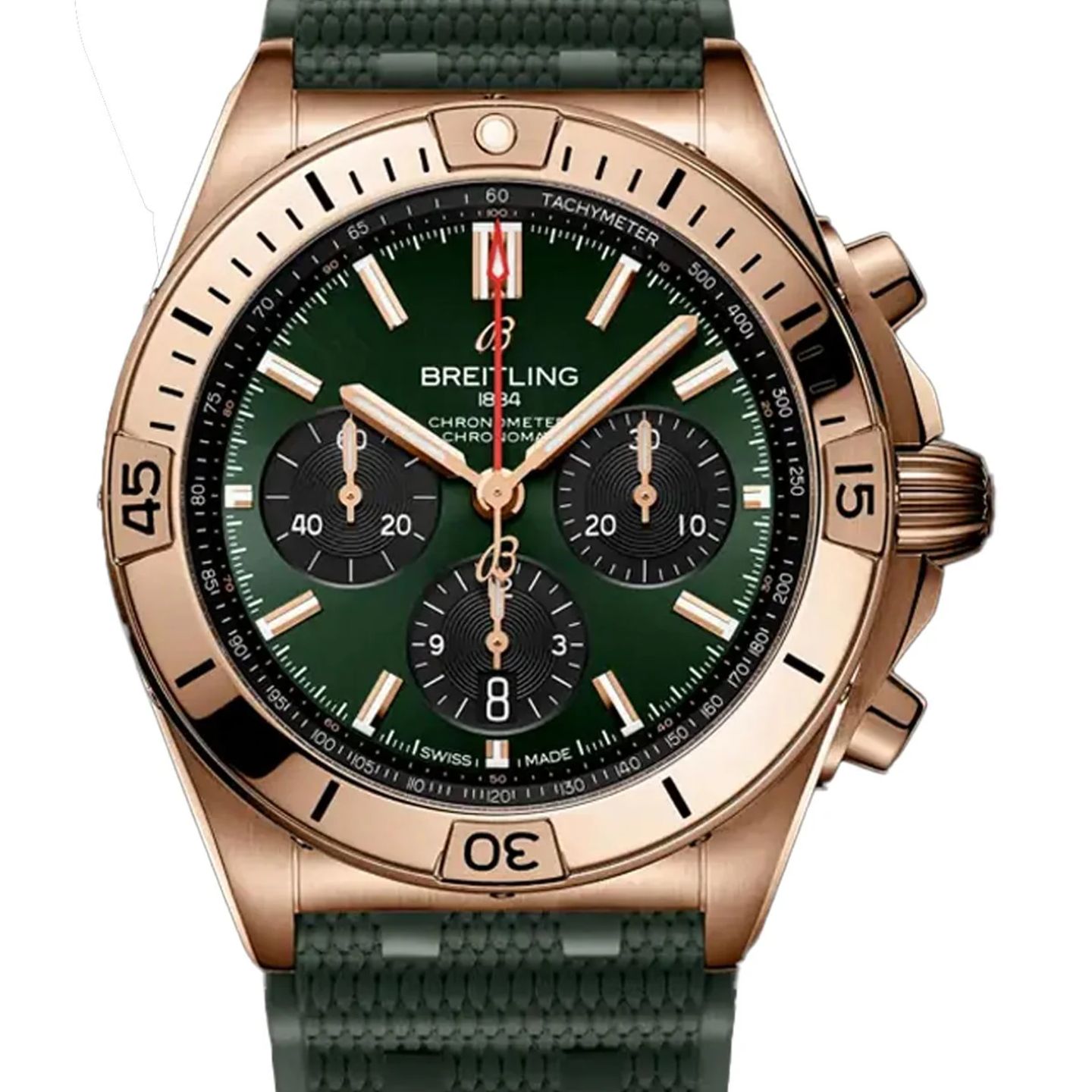 Breitling Chronomat 42 RB0134101L1S1 (2026) - Green dial 43 mm Red Gold case (1/1)