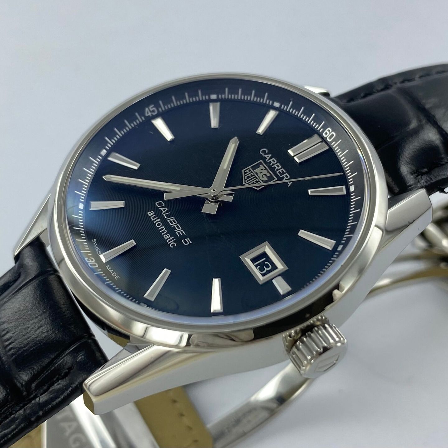 TAG Heuer Carrera Calibre 5 WAR211A (Unknown (random serial)) - Black dial 39 mm Steel case (4/6)