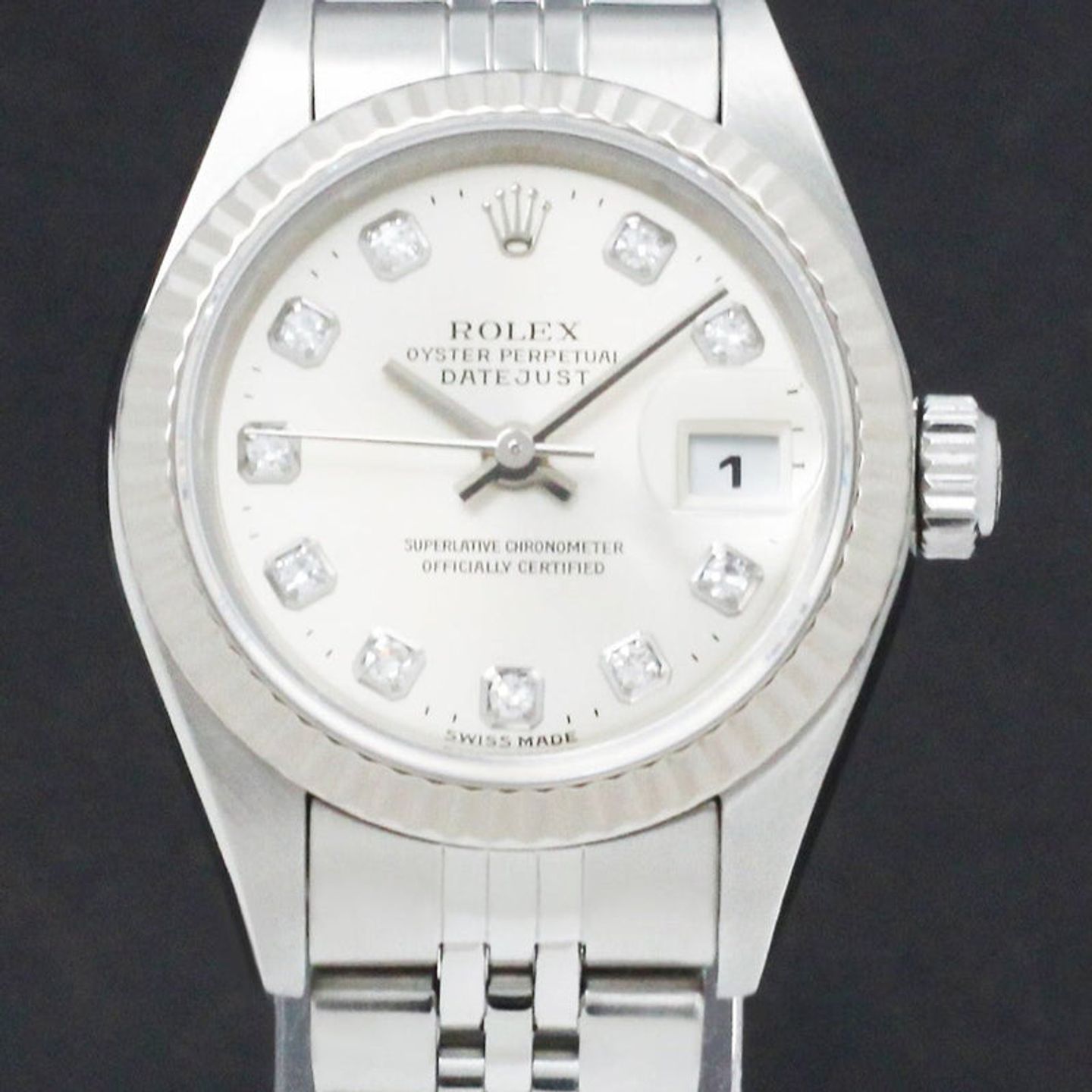 Rolex Lady-Datejust 79174 (2001) - Zilver wijzerplaat 26mm Staal (1/7)