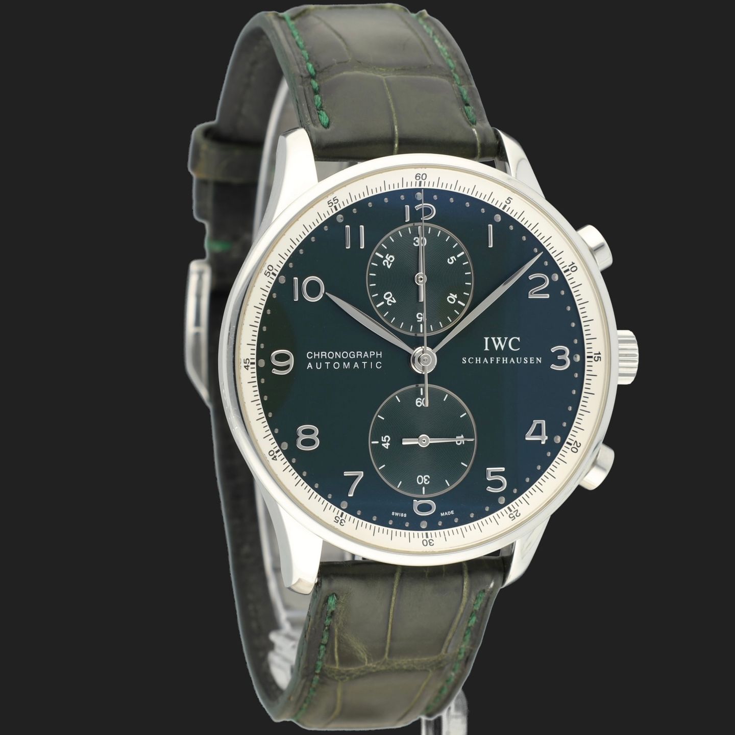 IWC Portuguese Chronograph IW371430 (2005) - Groen wijzerplaat 41mm Staal (4/8)