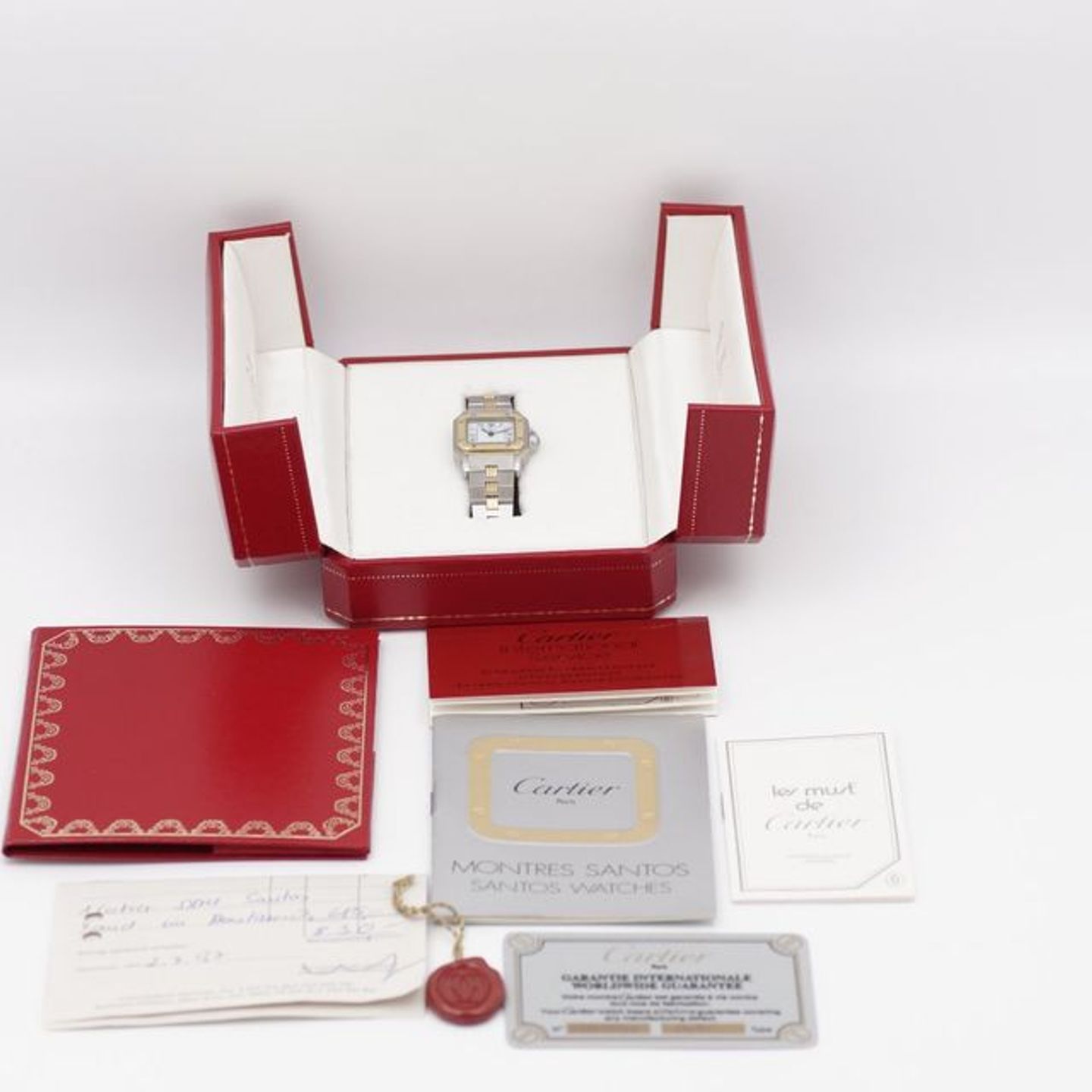 Cartier Santos 0902 (1990) - White dial 24 mm Gold/Steel case (8/8)