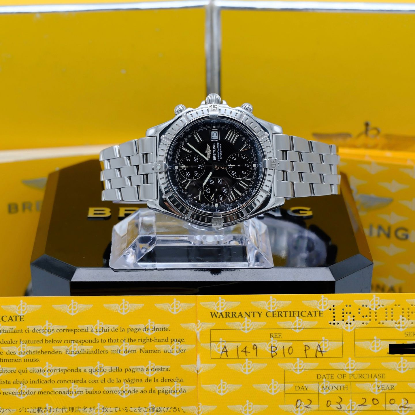 Breitling Crosswind Chronograph A13355 (2002) - Zwart wijzerplaat 43mm Staal (3/8)