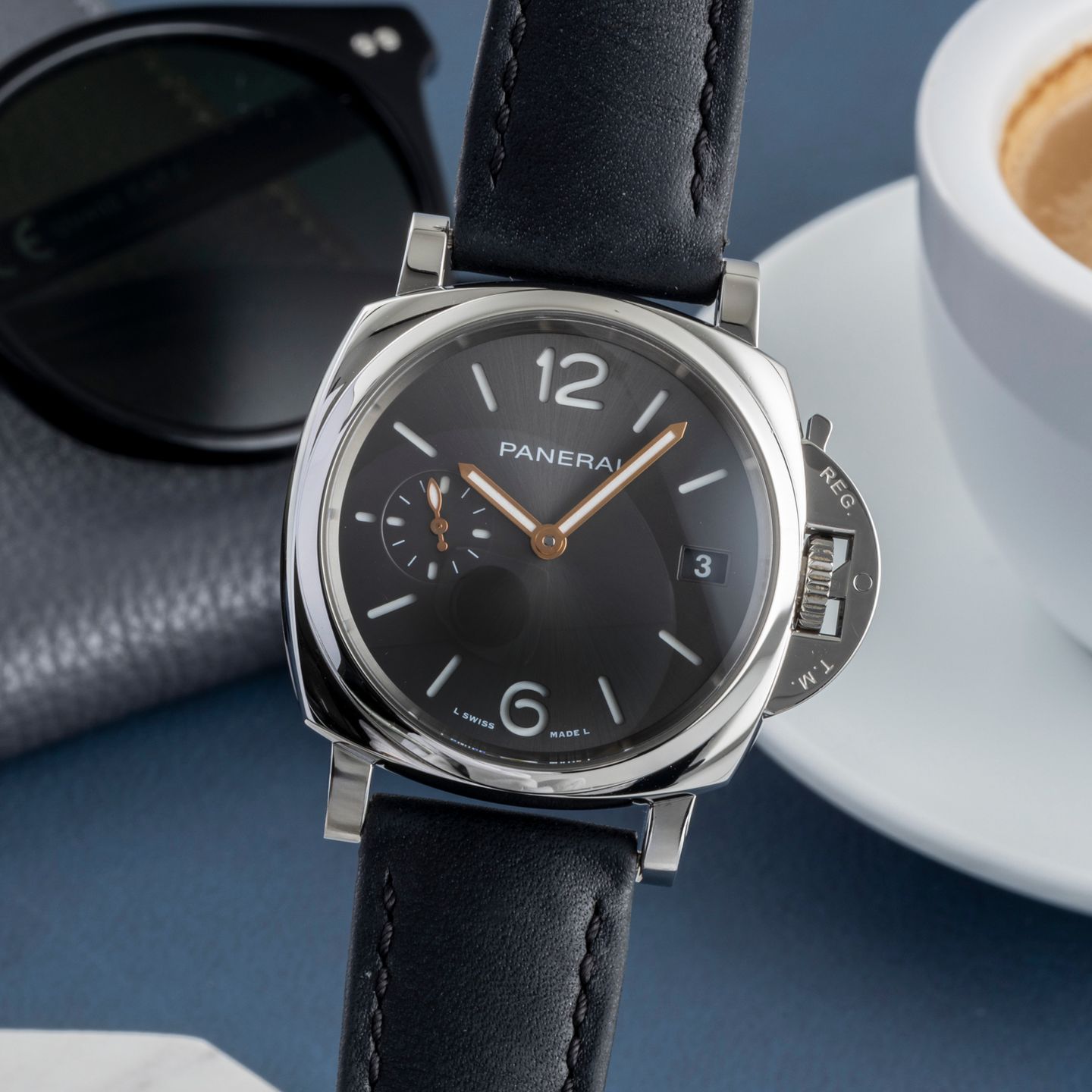 Panerai Luminor Due PAM01247 (Unknown (random serial)) - Grey dial 38 mm Steel case (3/8)