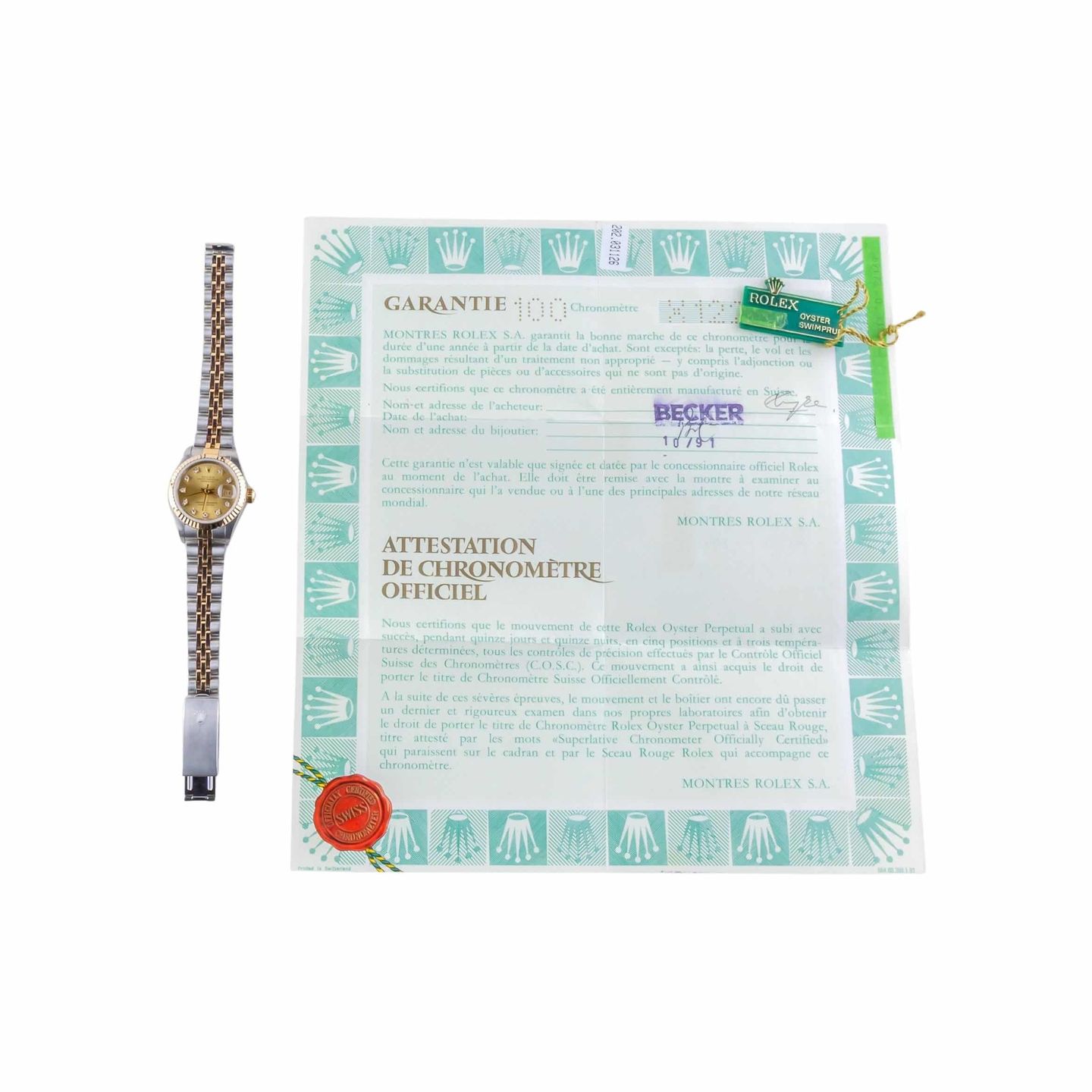 Rolex Lady-Datejust 69173 (1991) - Champagne dial 26 mm Gold/Steel case (8/8)