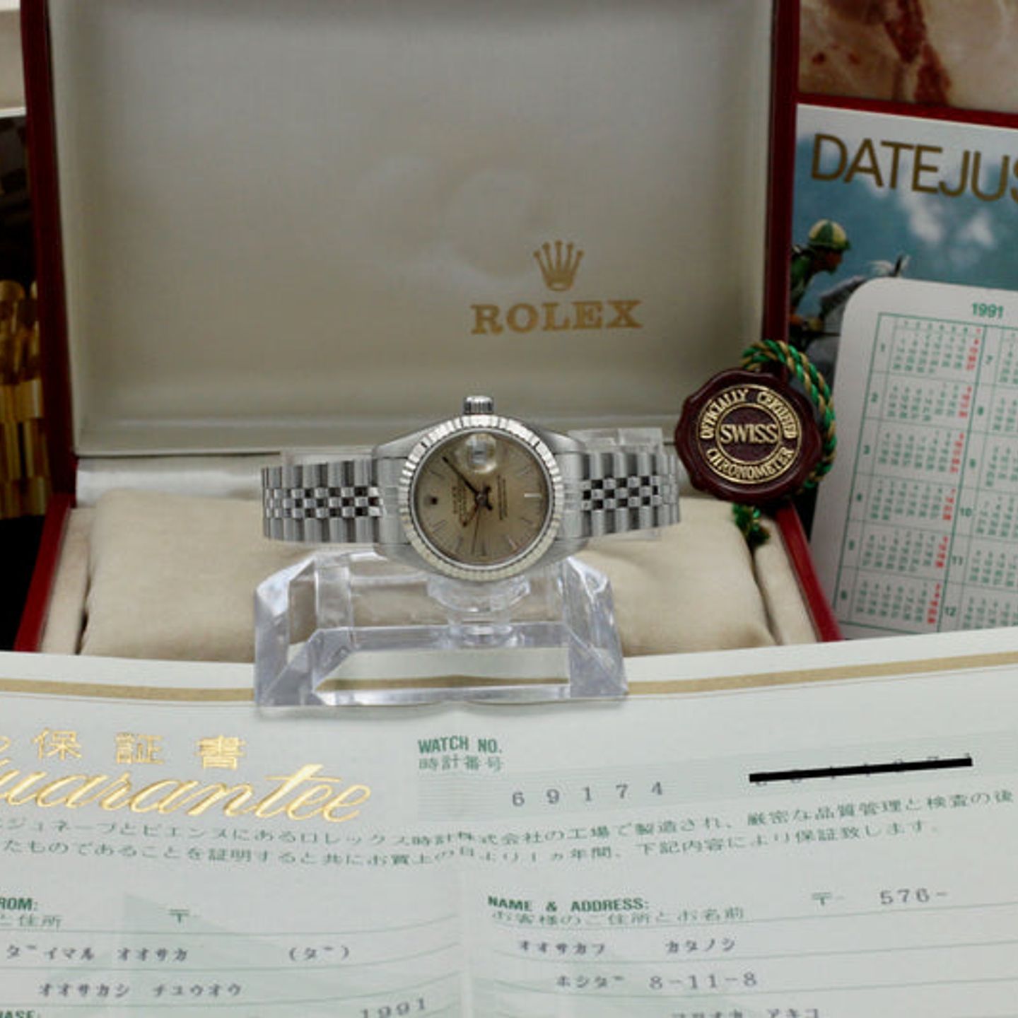 Rolex Lady-Datejust 69174 (1991) - Zilver wijzerplaat 26mm Staal (3/7)