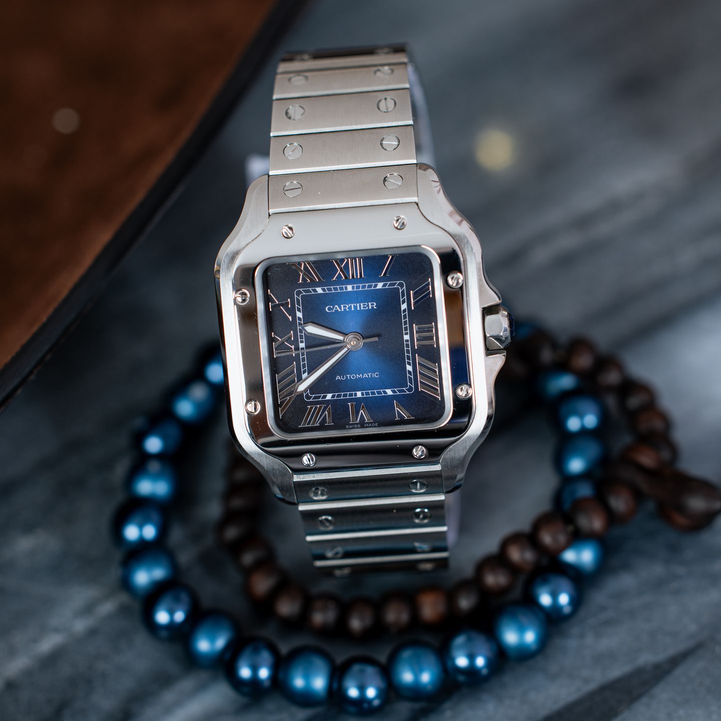 Cartier Santos WSSA0063 (2023) - Blue dial 35 mm Steel case (1/7)
