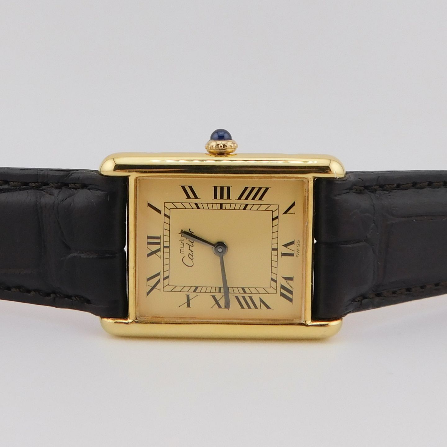 Cartier Tank Vermeil 6 (1990) - Yellow dial 23 mm Silver case (3/4)