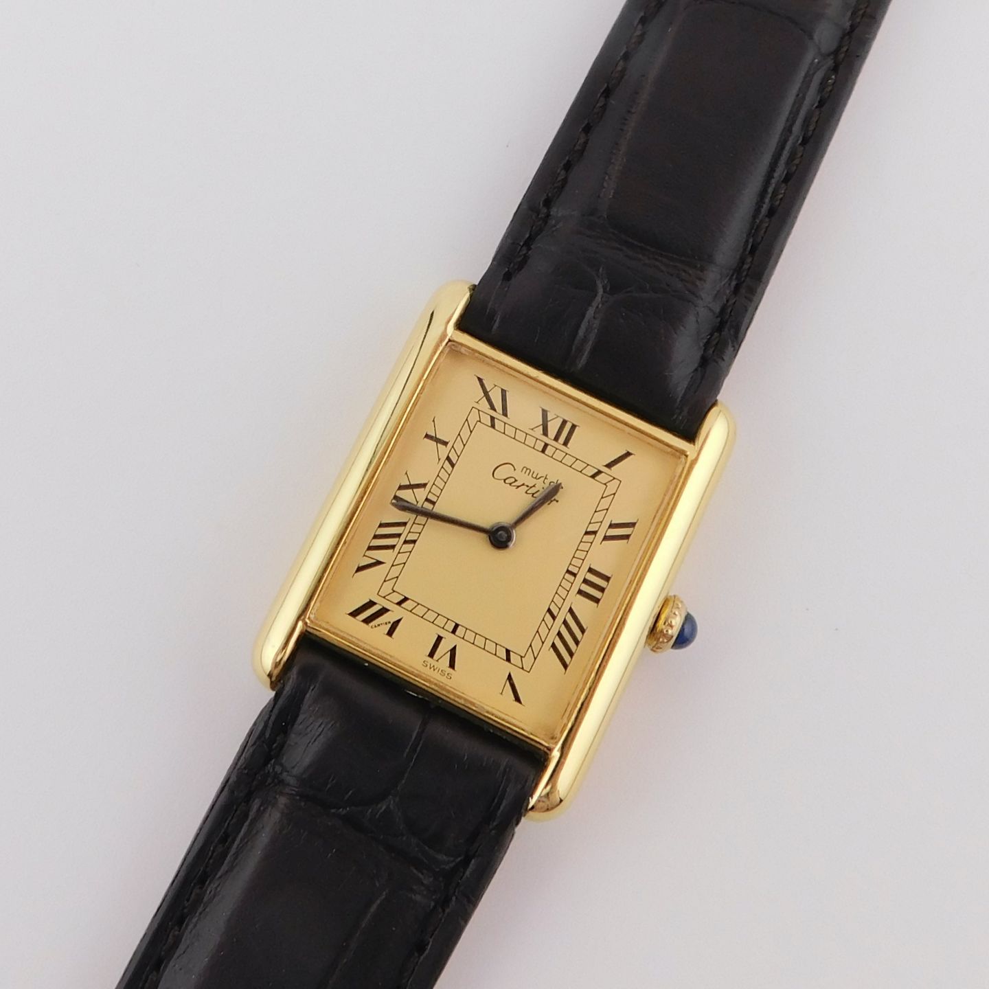 Cartier Tank Vermeil 6 (1990) - Yellow dial 23 mm Silver case (1/4)