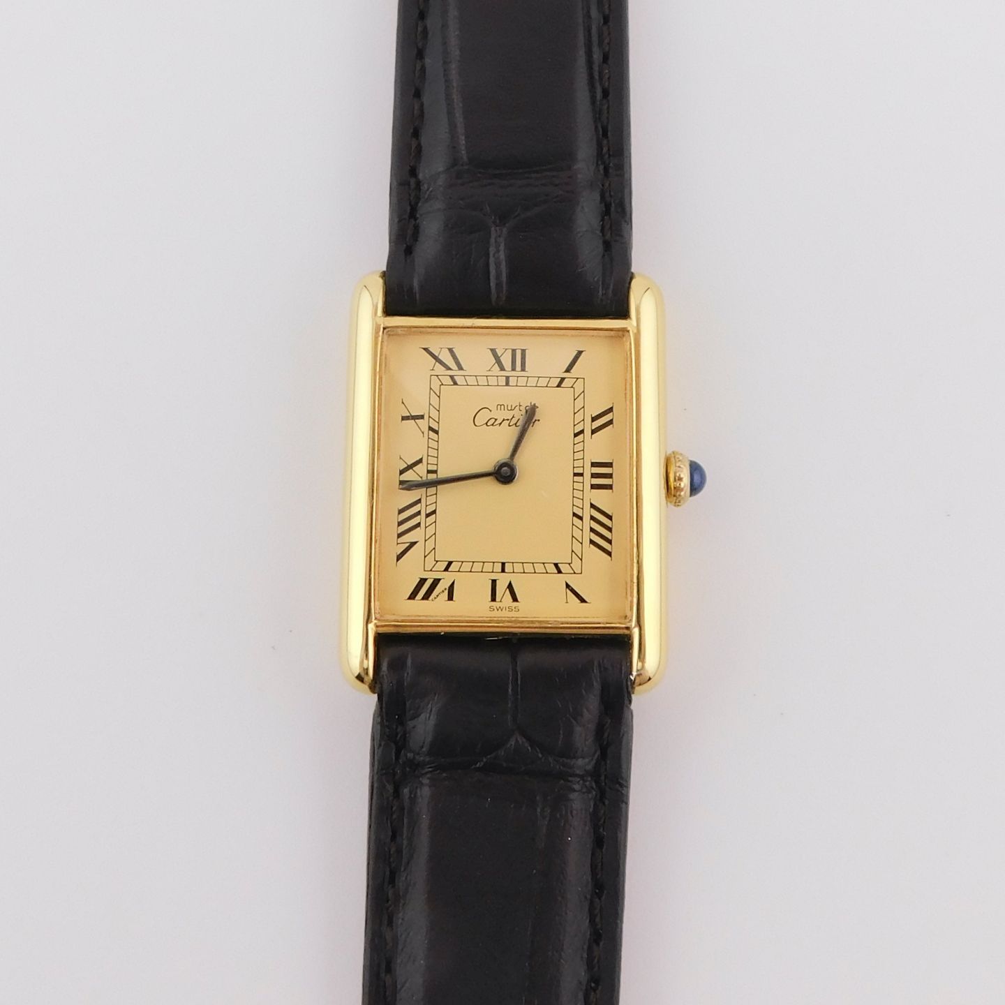 Cartier Tank Vermeil 6 (1990) - Yellow dial 23 mm Silver case (2/4)