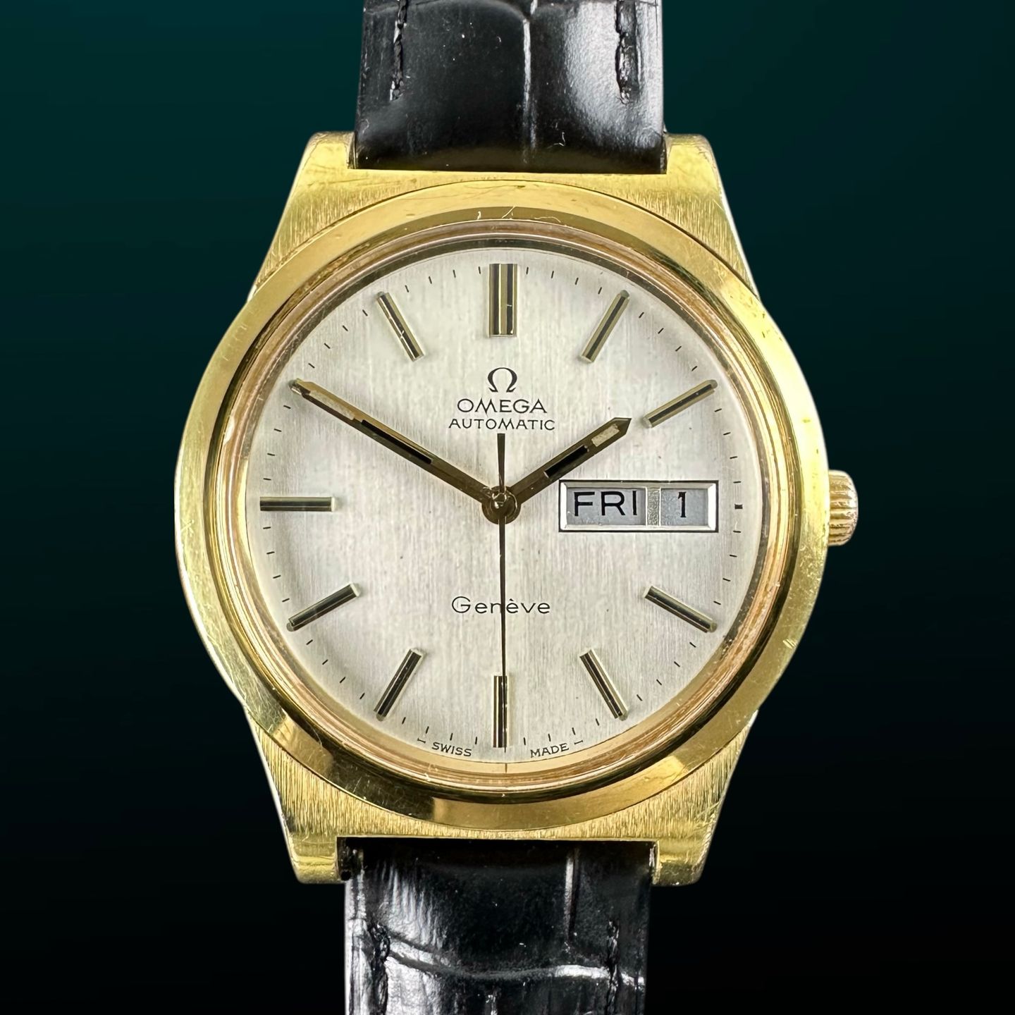 Omega Genève 166.0169 (1972) - White dial 36 mm Gold/Steel case (1/8)