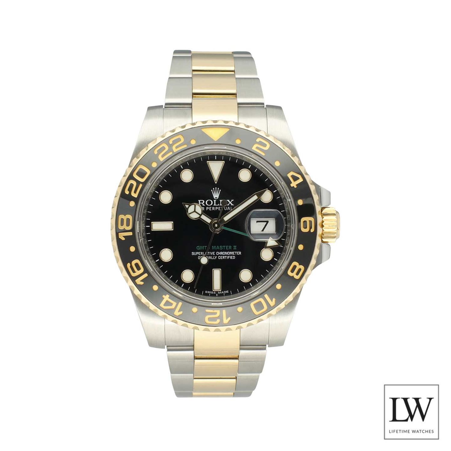Rolex GMT-Master II 116713LN (2015) - Black dial 40 mm Gold/Steel case (3/8)