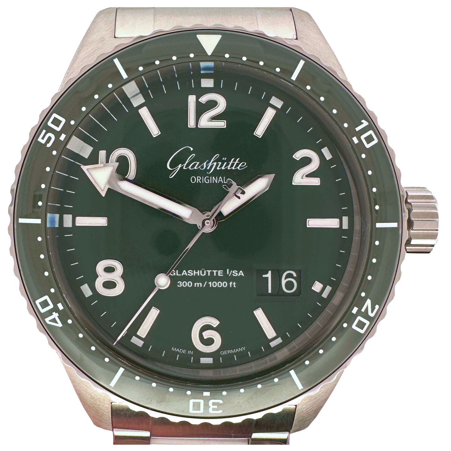 Glashütte Original SeaQ Panorama Date 1-36-13-07-83-70 (2024) - Groen wijzerplaat 43mm Staal (1/8)