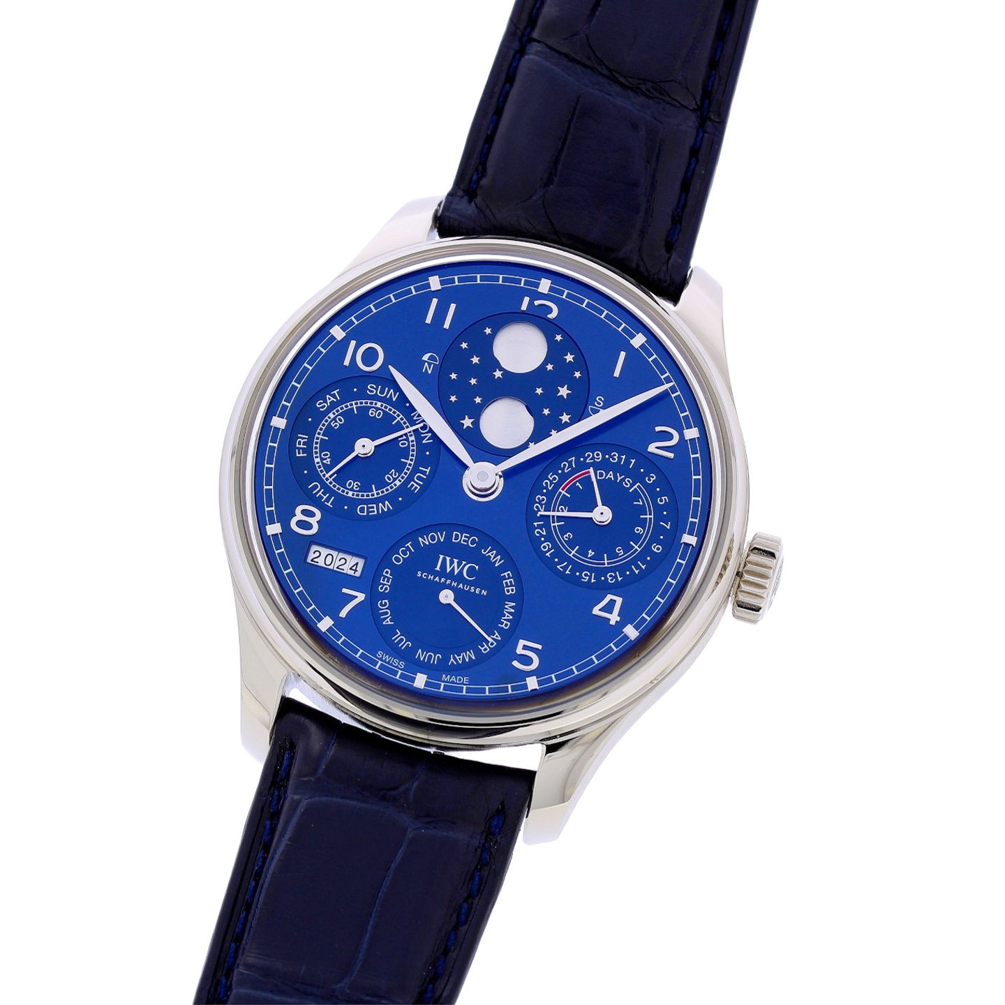 IWC Portuguese Perpetual Calendar IW503401 (2024) - Blue dial 44 mm White Gold case (2/8)