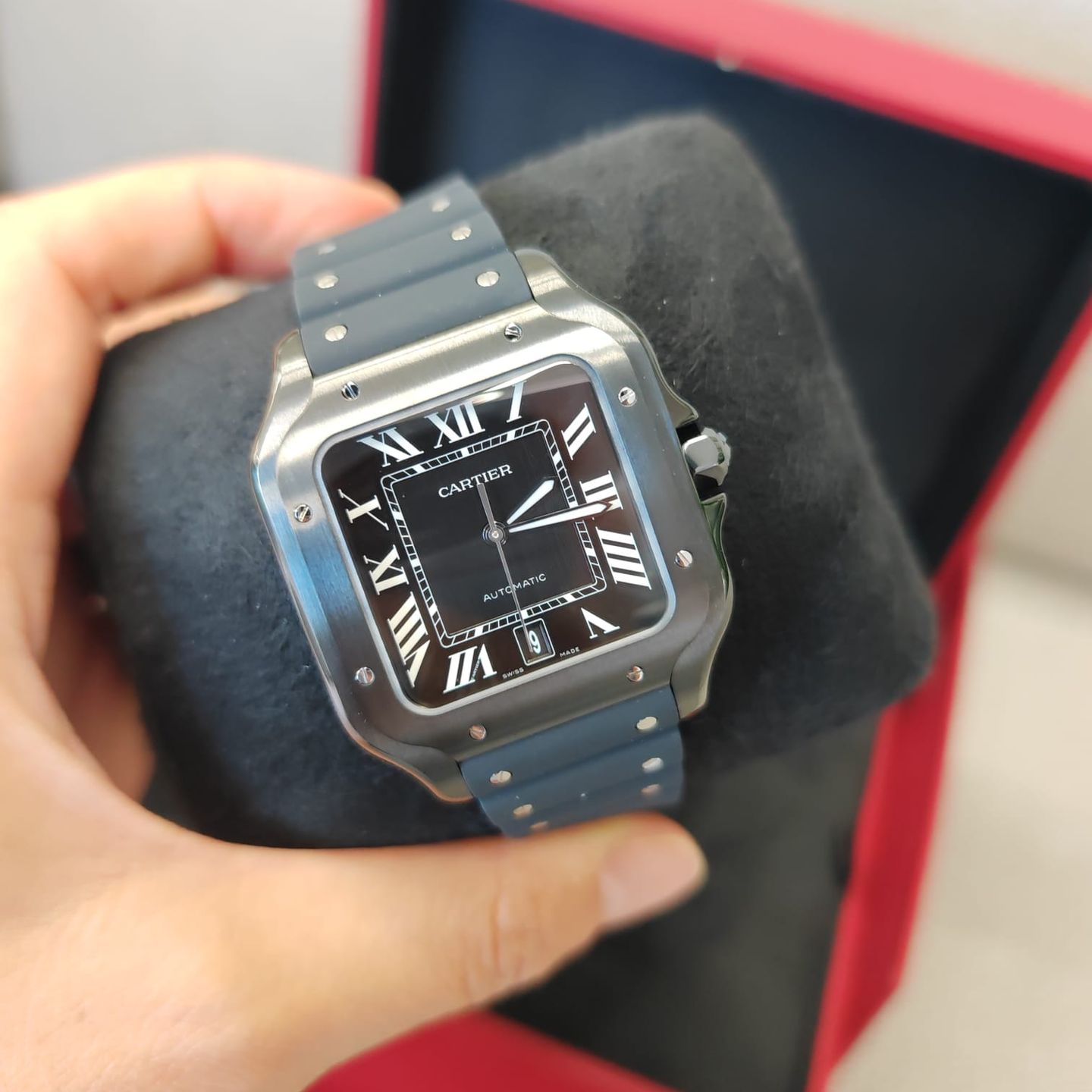 Cartier Santos WSSA0039 (2025) - Black dial 39 mm Steel case (1/8)